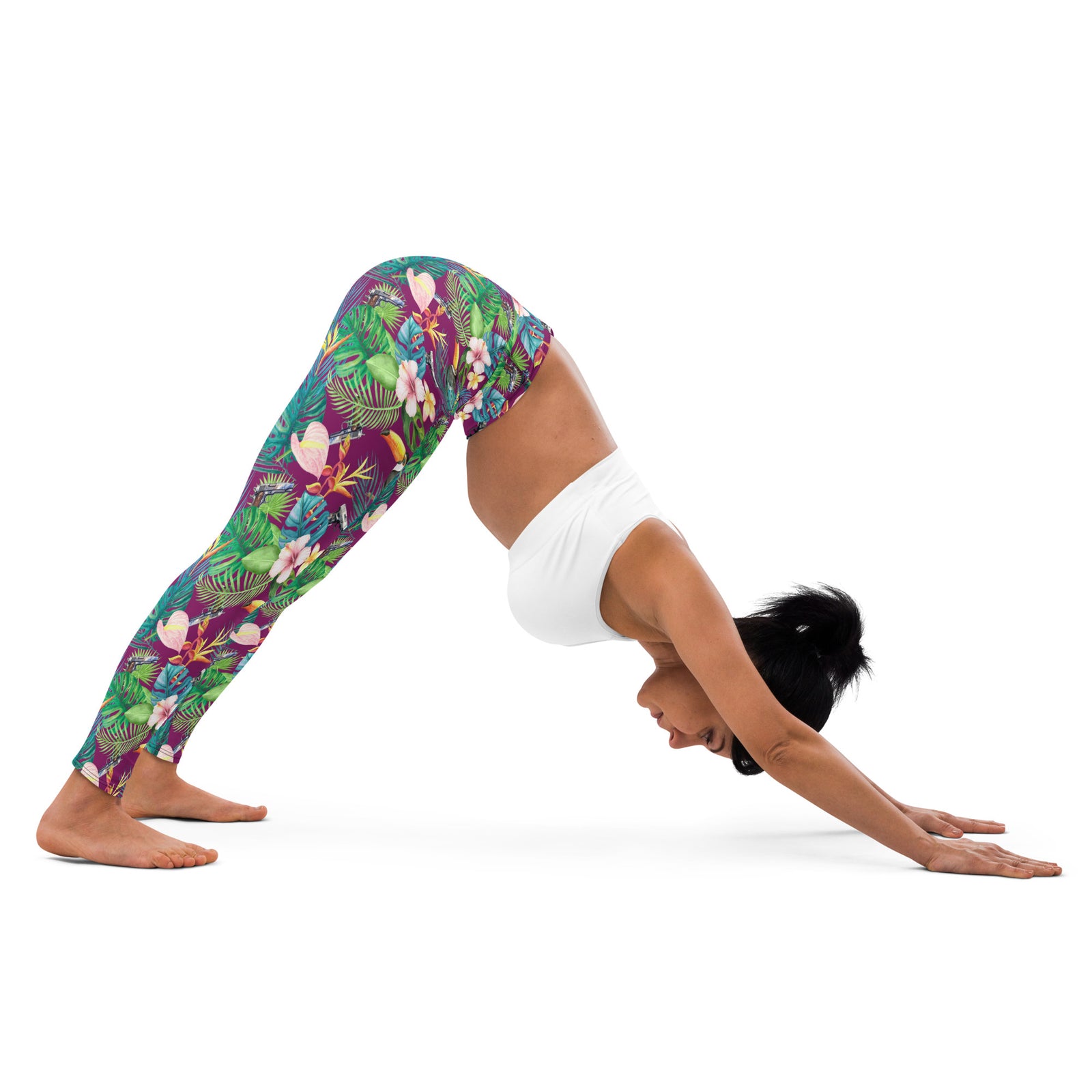 Hibiscus Bang Bang Hawaiian Print Yoga Leggings