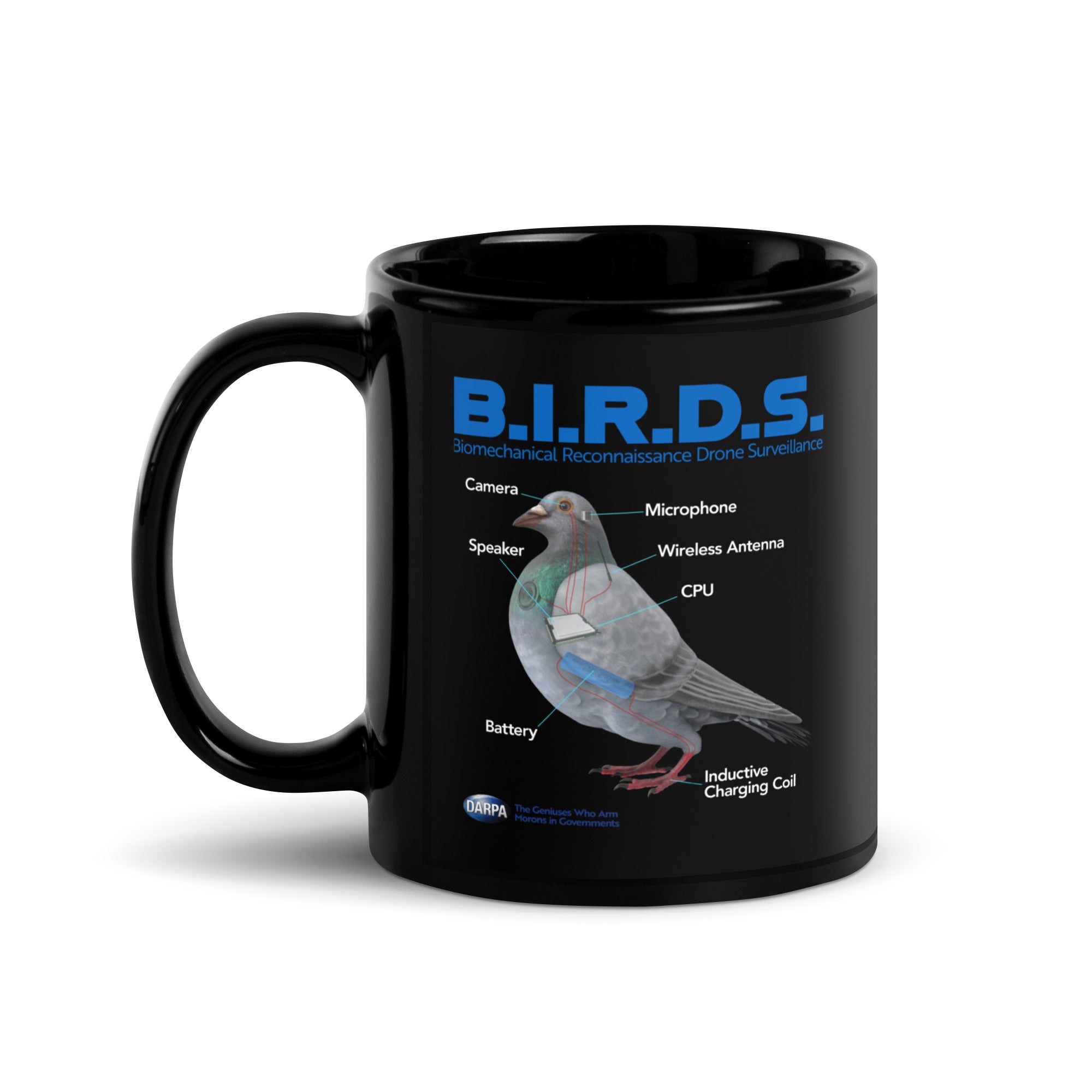B.I.R.D.S. Biomechanical Reconnaissance Drone Surveillance Black Mug