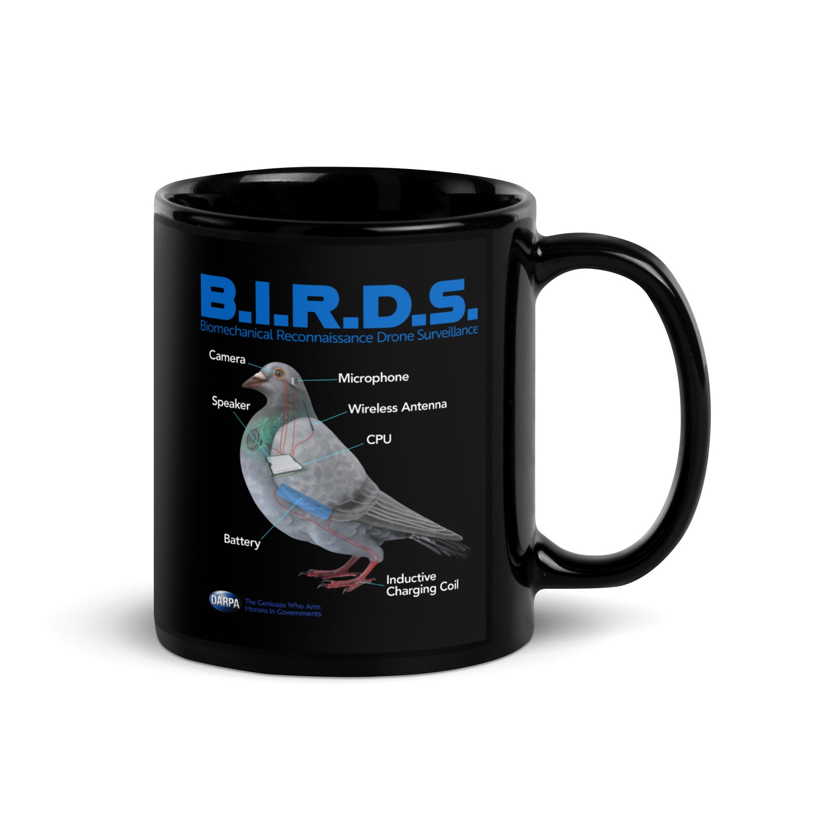 B.I.R.D.S. Biomechanical Reconnaissance Drone Surveillance Black Mug