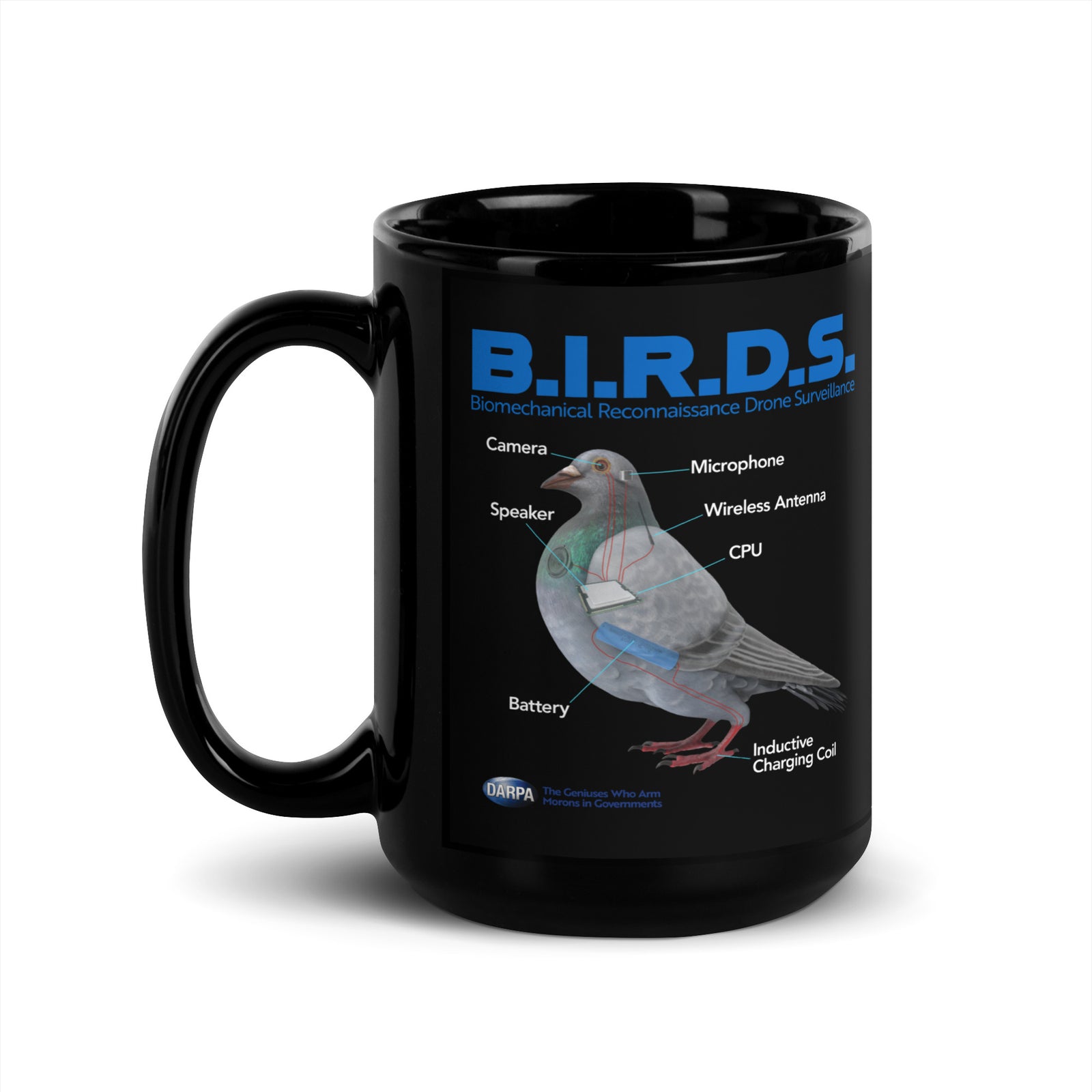 B.I.R.D.S. Biomechanical Reconnaissance Drone Surveillance Black Mug