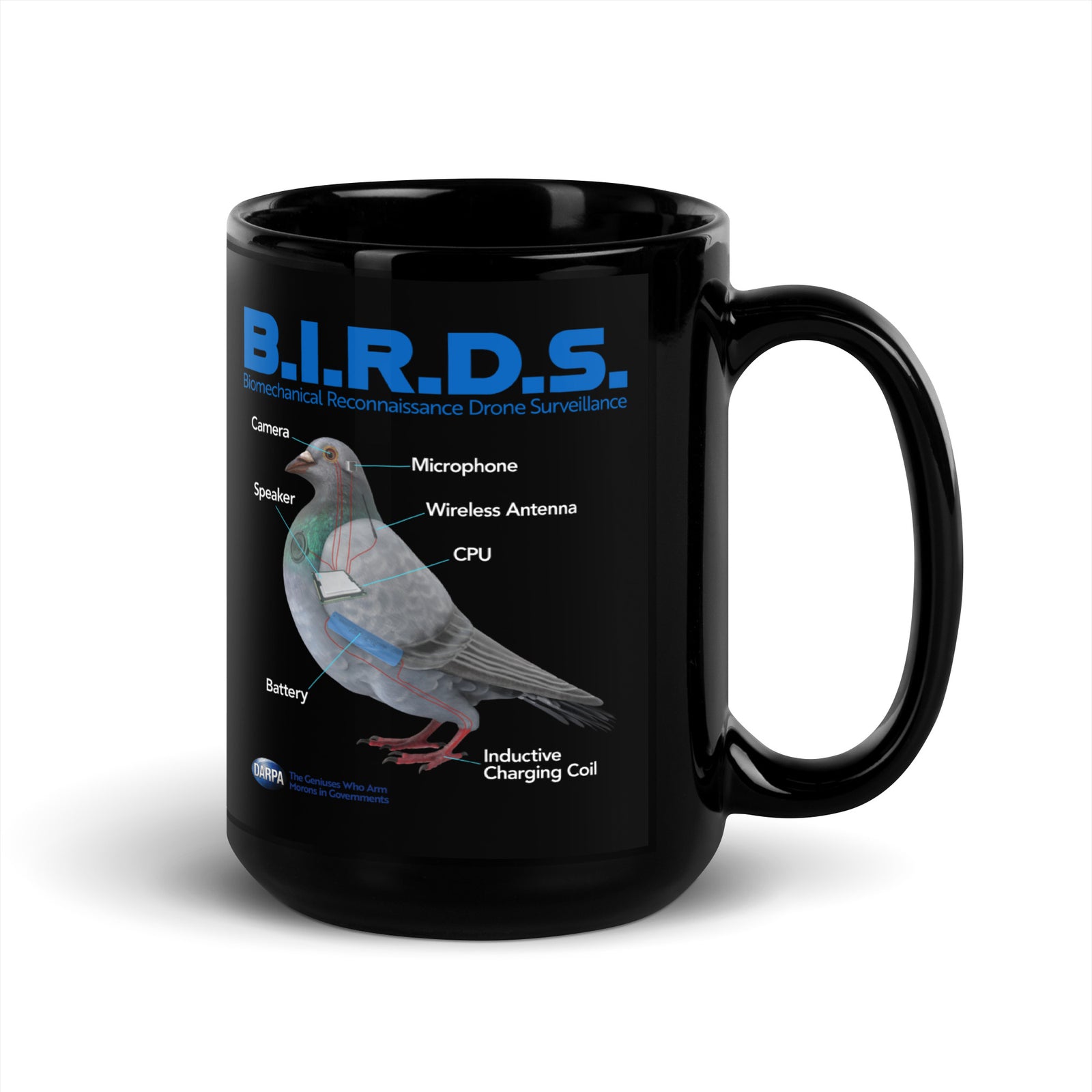 B.I.R.D.S. Biomechanical Reconnaissance Drone Surveillance Black Mug