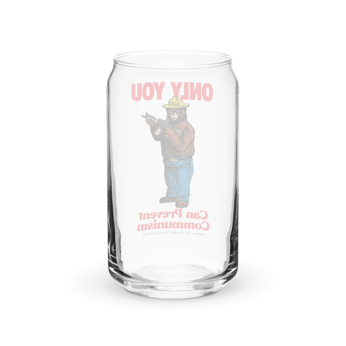 Smokey the Bear Only You Can Prevent Communism Can-Shaped Glass
