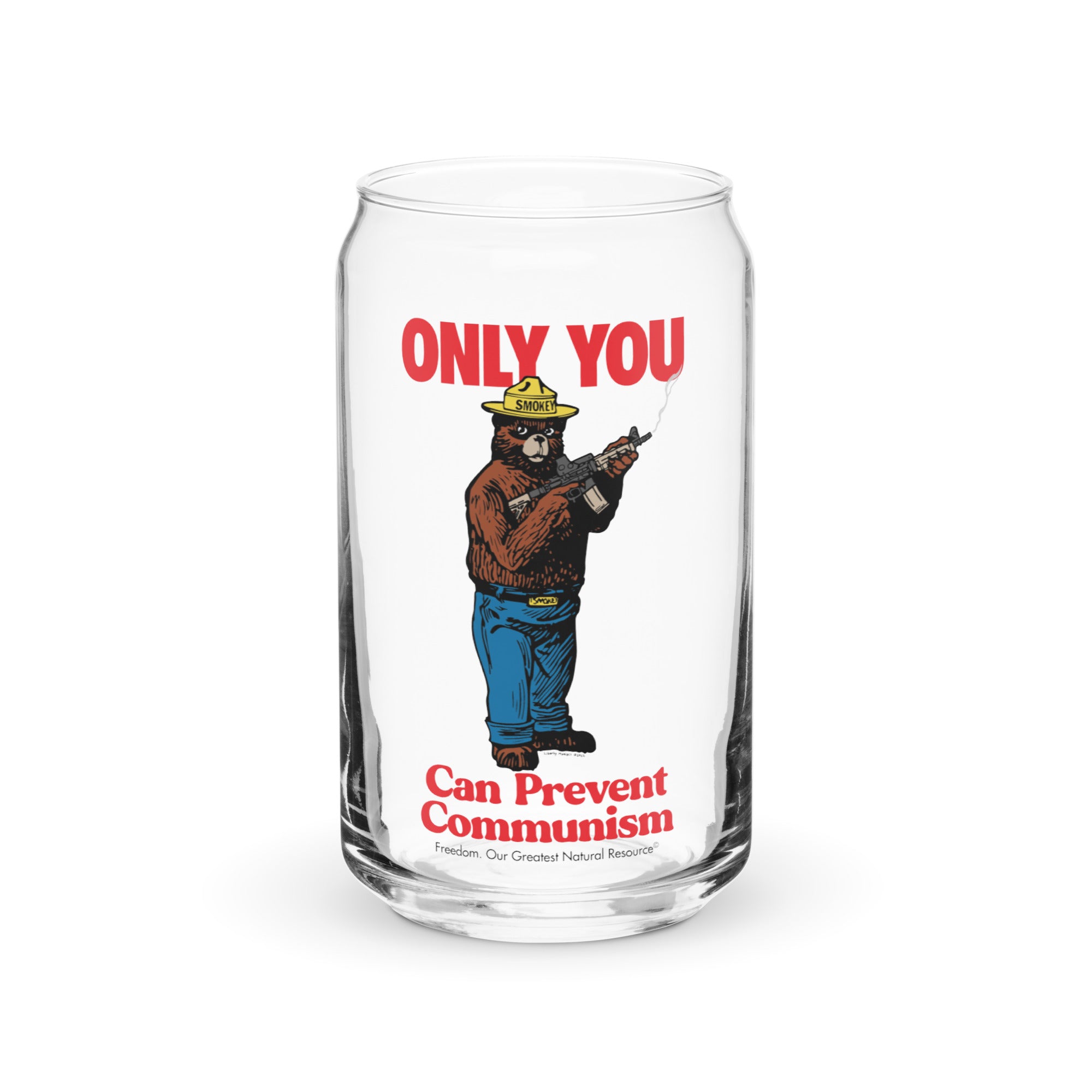 Smokey the Bear Only You Can Prevent Communism Can-Shaped Glass
