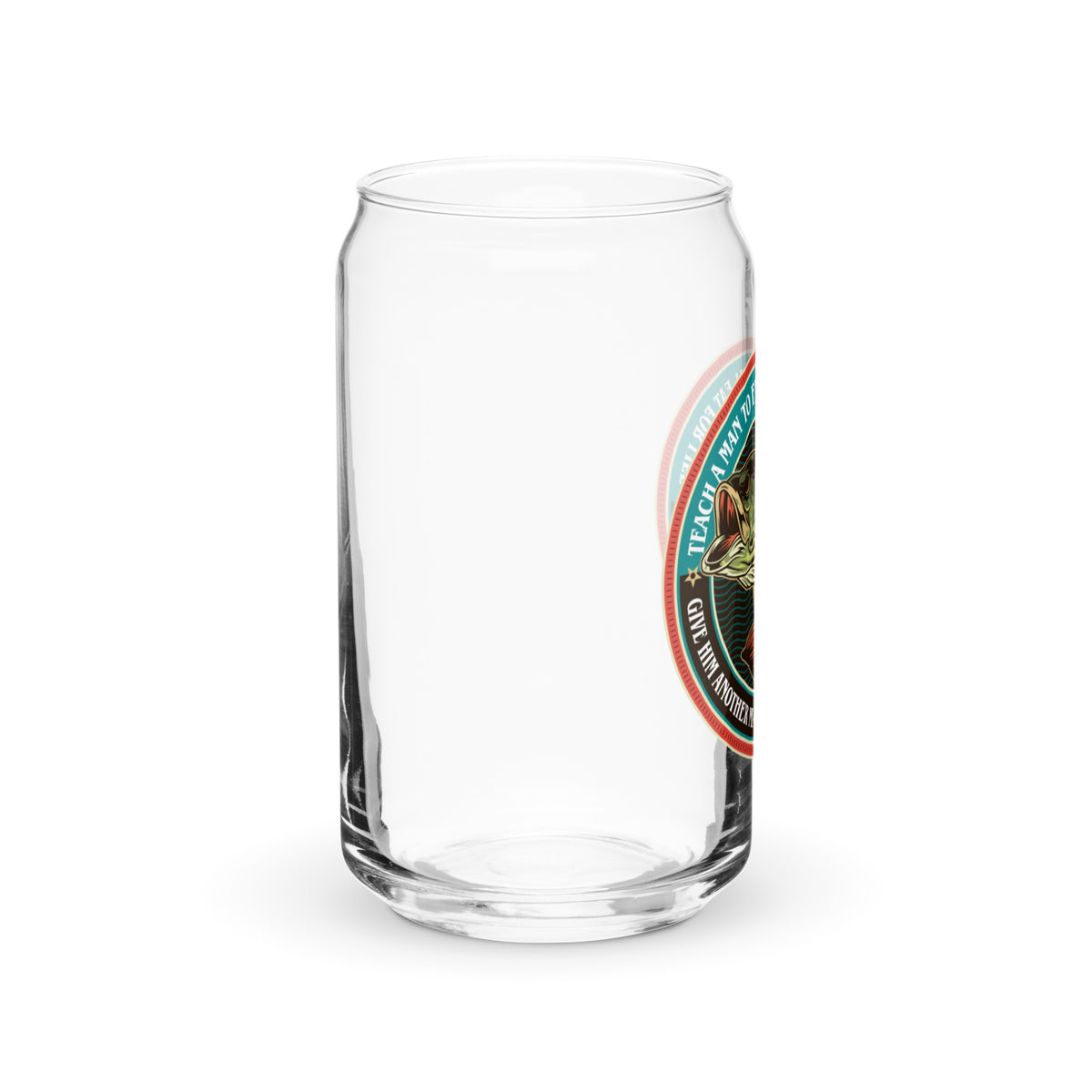 Teach A Man to Fish Can-Shaped 16 oz Glass