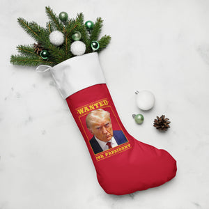 Trump Wanted Mugshot Christmas Stocking
