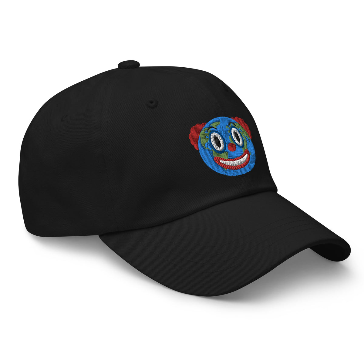 Black Clown World embroidered hat by Liberty Maniacs.