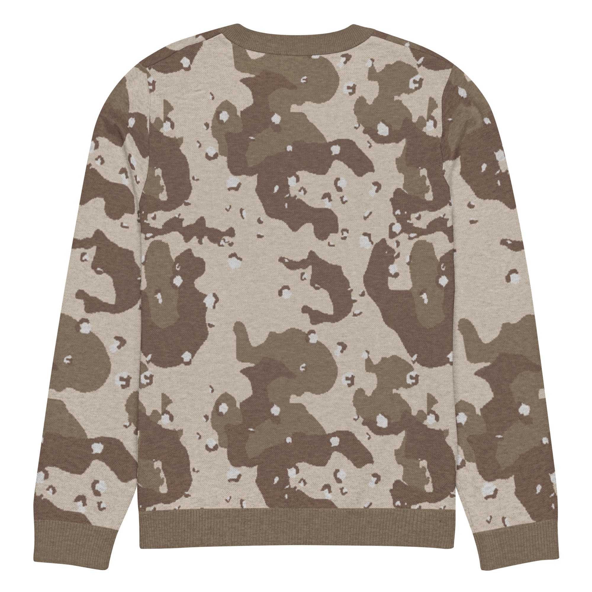 Desert Camouflage Pattern Knitted Crew Neck Sweater