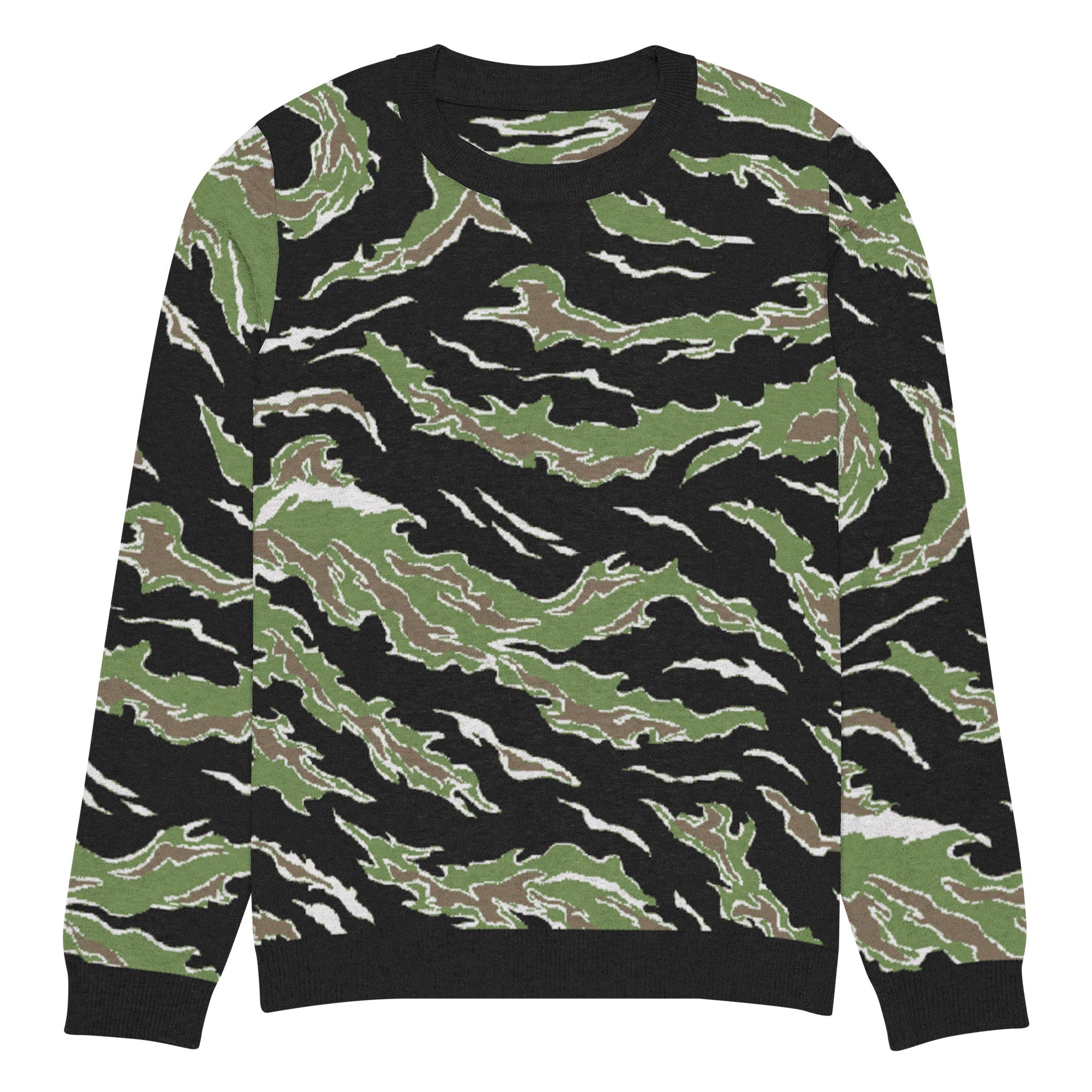 Tiger Stripe Jungle Camo Knitted Crew Neck Sweater