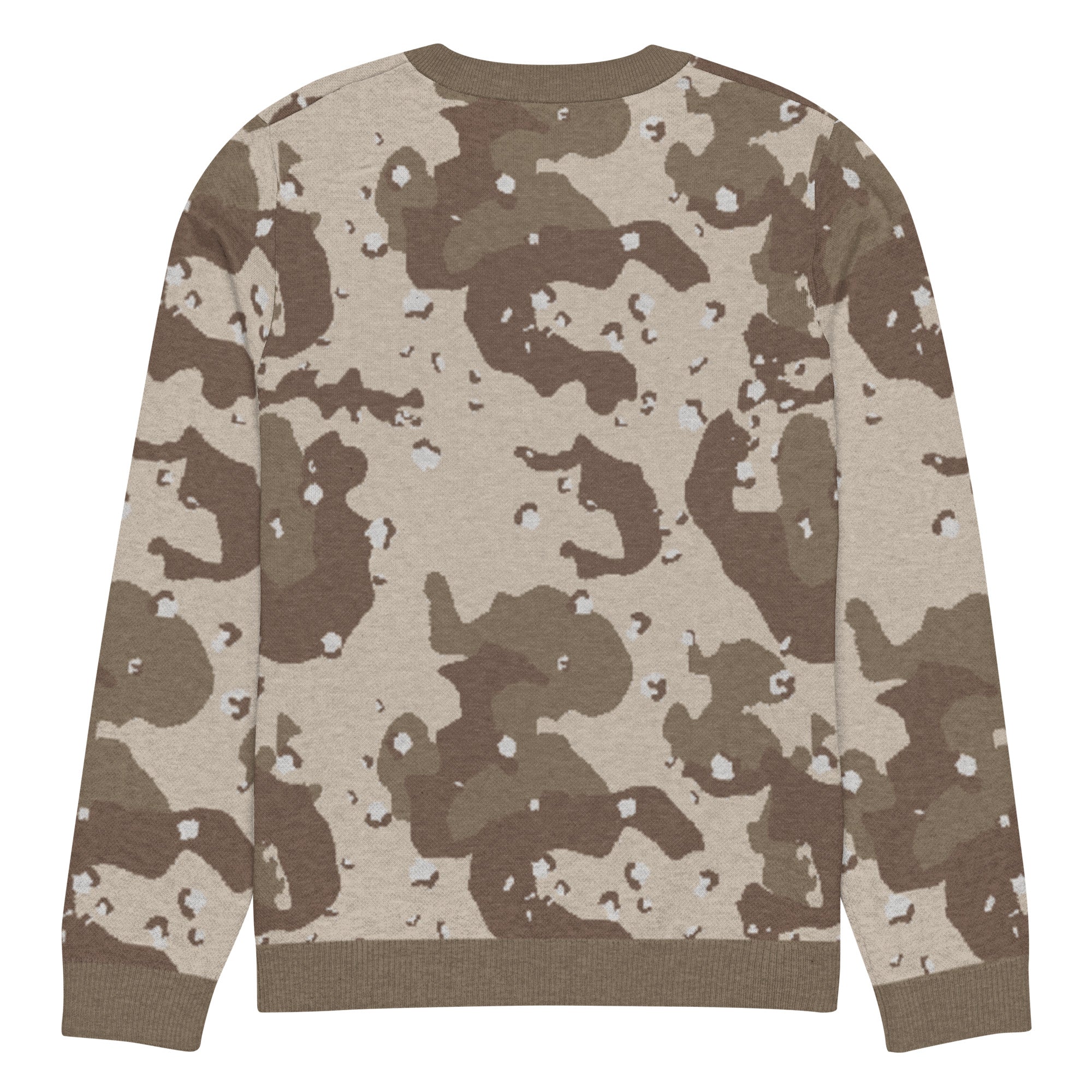 Desert Camouflage Pattern Knitted Crew Neck Sweater