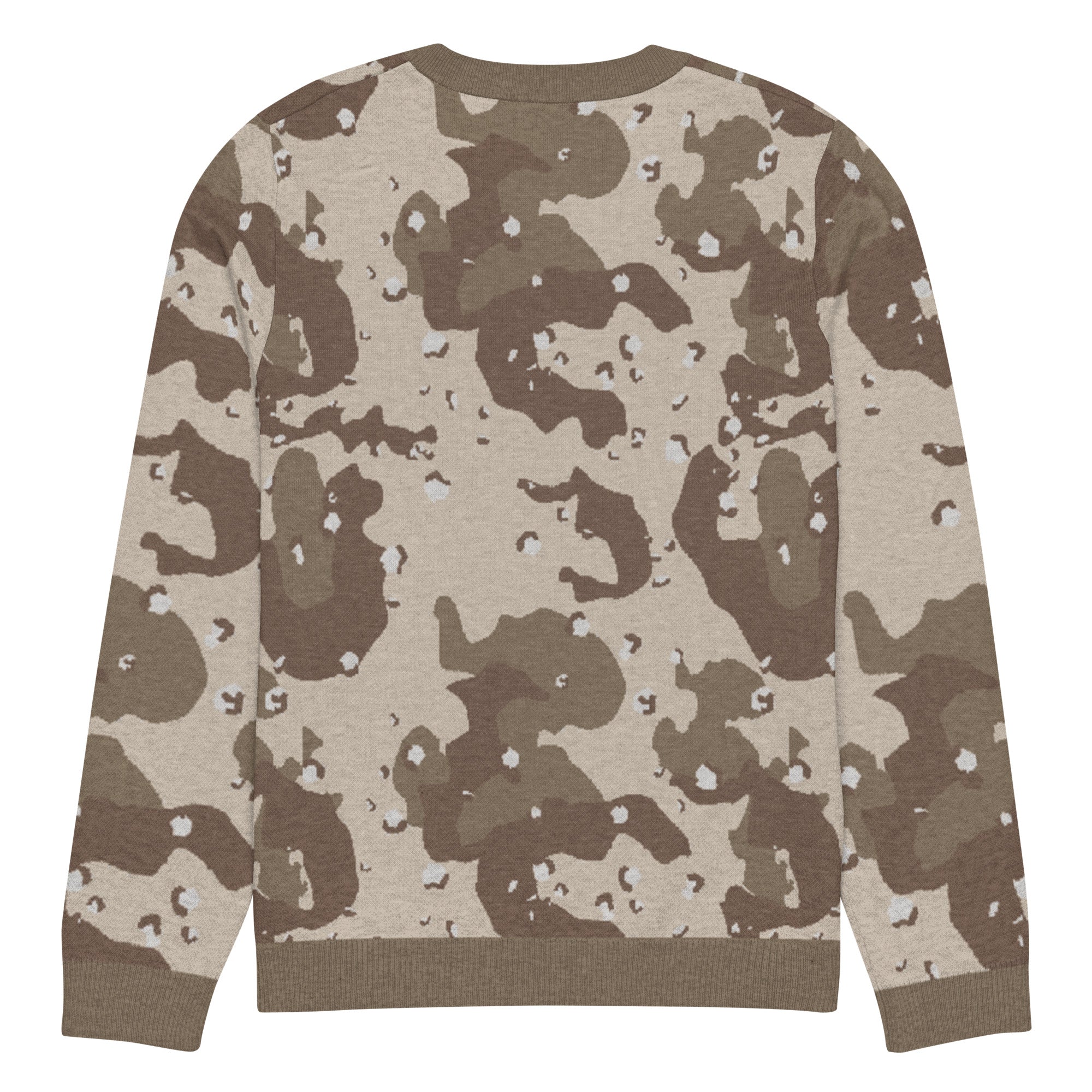 Desert Camouflage Pattern Knitted Crew Neck Sweater