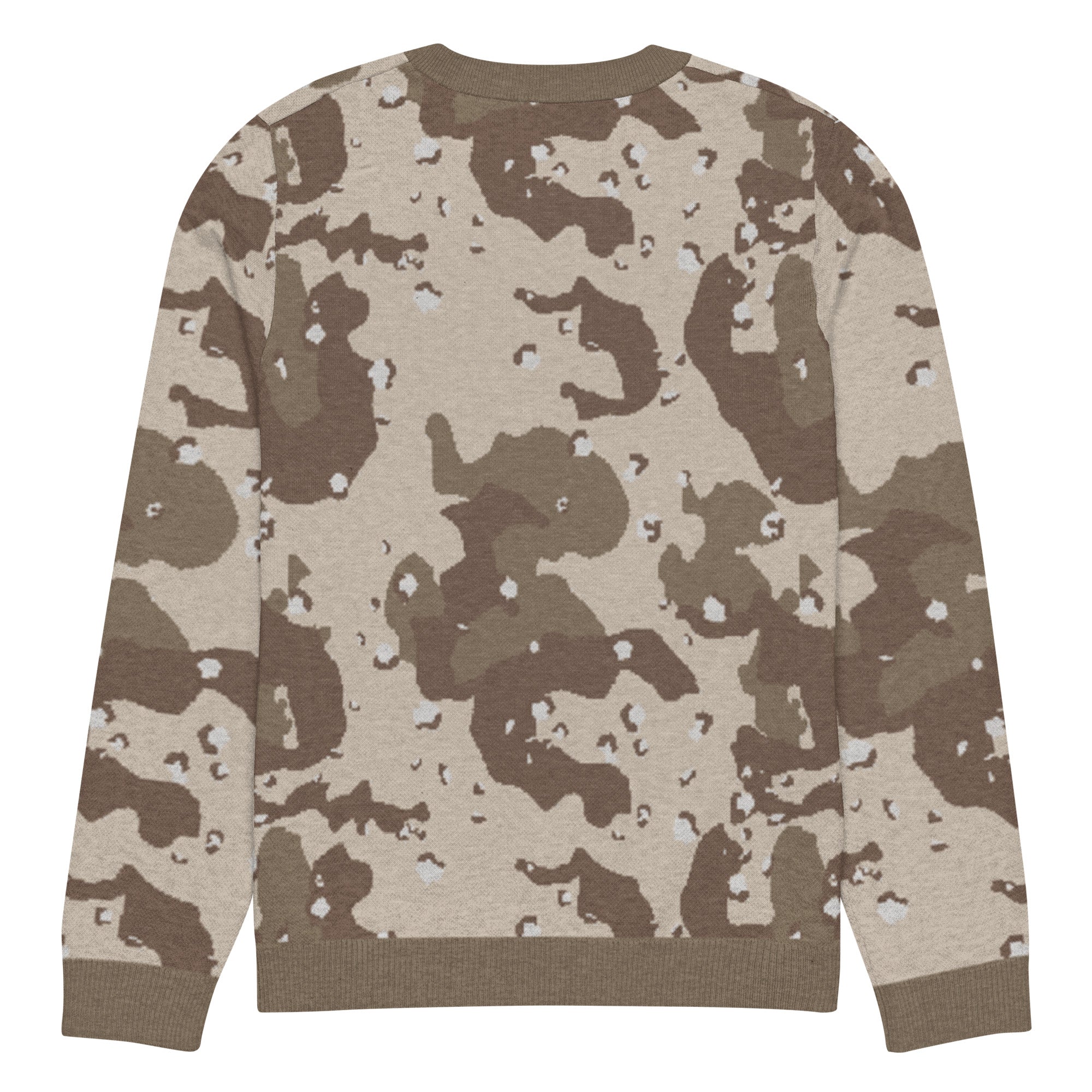 Desert Camouflage Pattern Knitted Crew Neck Sweater