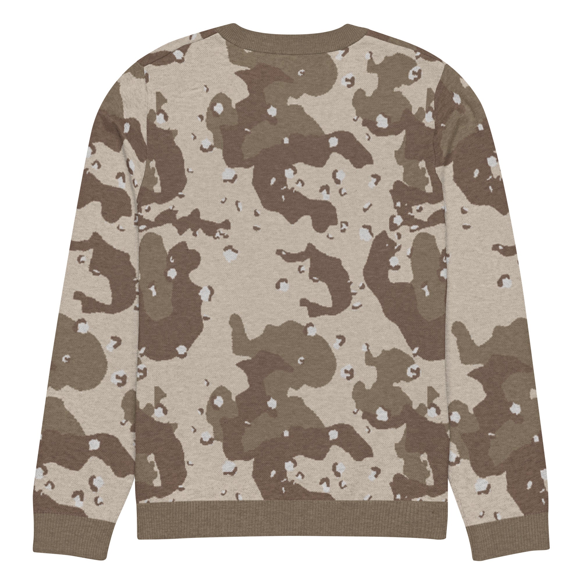 Desert Camouflage Pattern Knitted Crew Neck Sweater