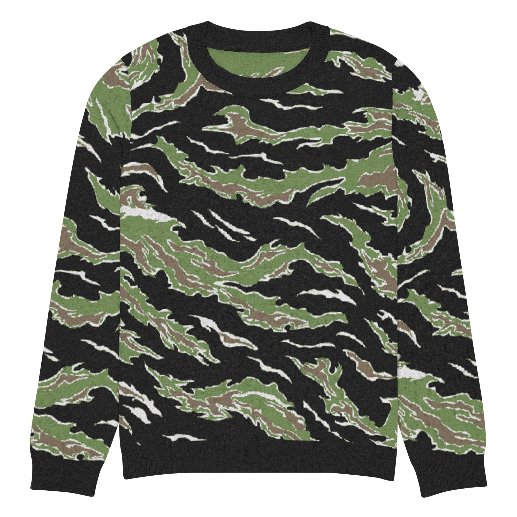 Tiger Stripe Jungle Camo Knitted Crew Neck Sweater