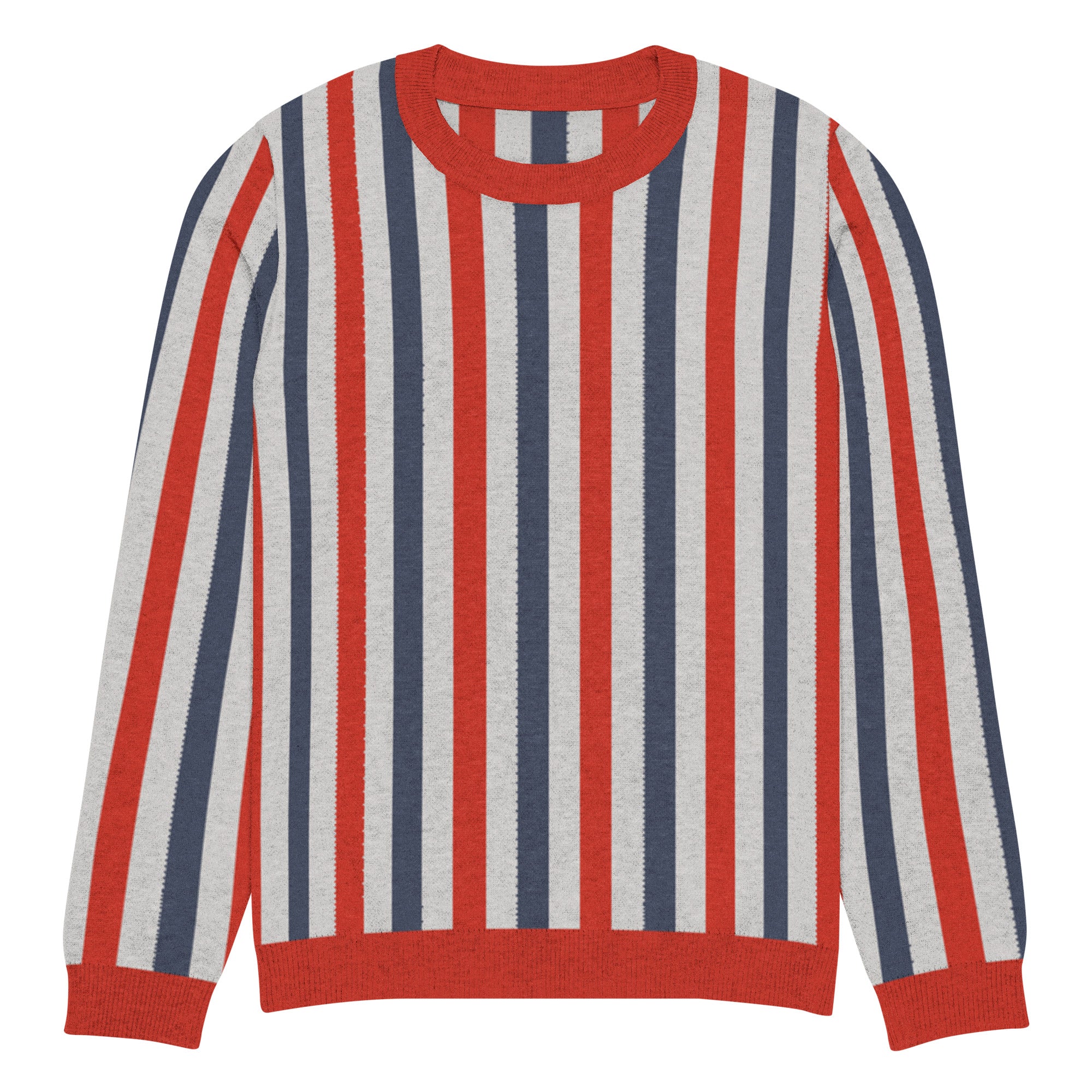 Red White and Blue Broad Stripe Pullover Knit Sweater