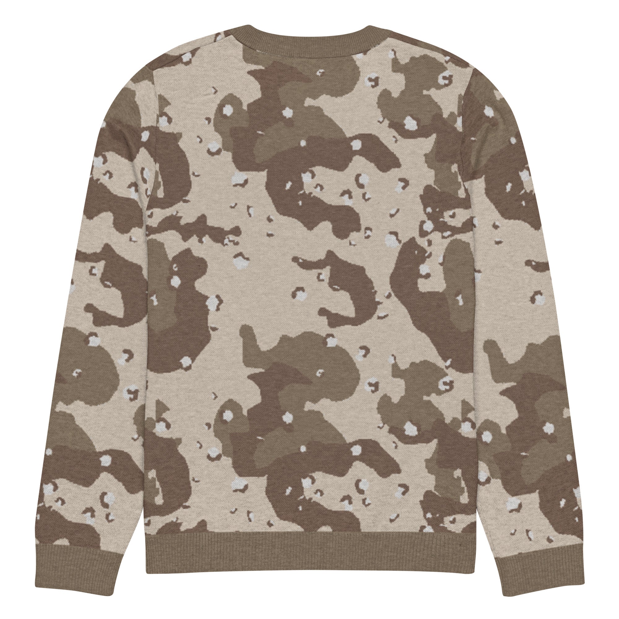 Desert Camouflage Pattern Knitted Crew Neck Sweater