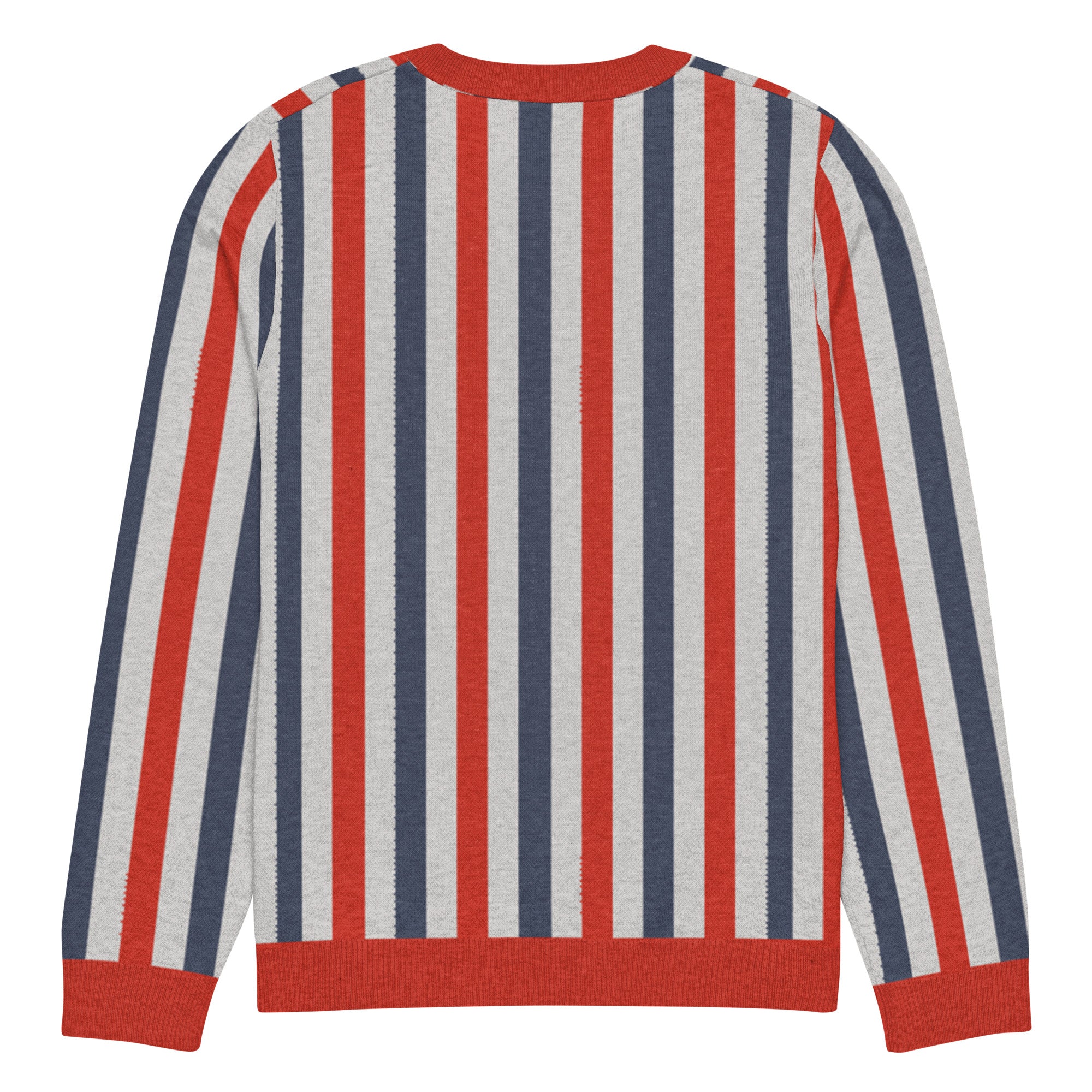 Red White and Blue Broad Stripe Pullover Knit Sweater