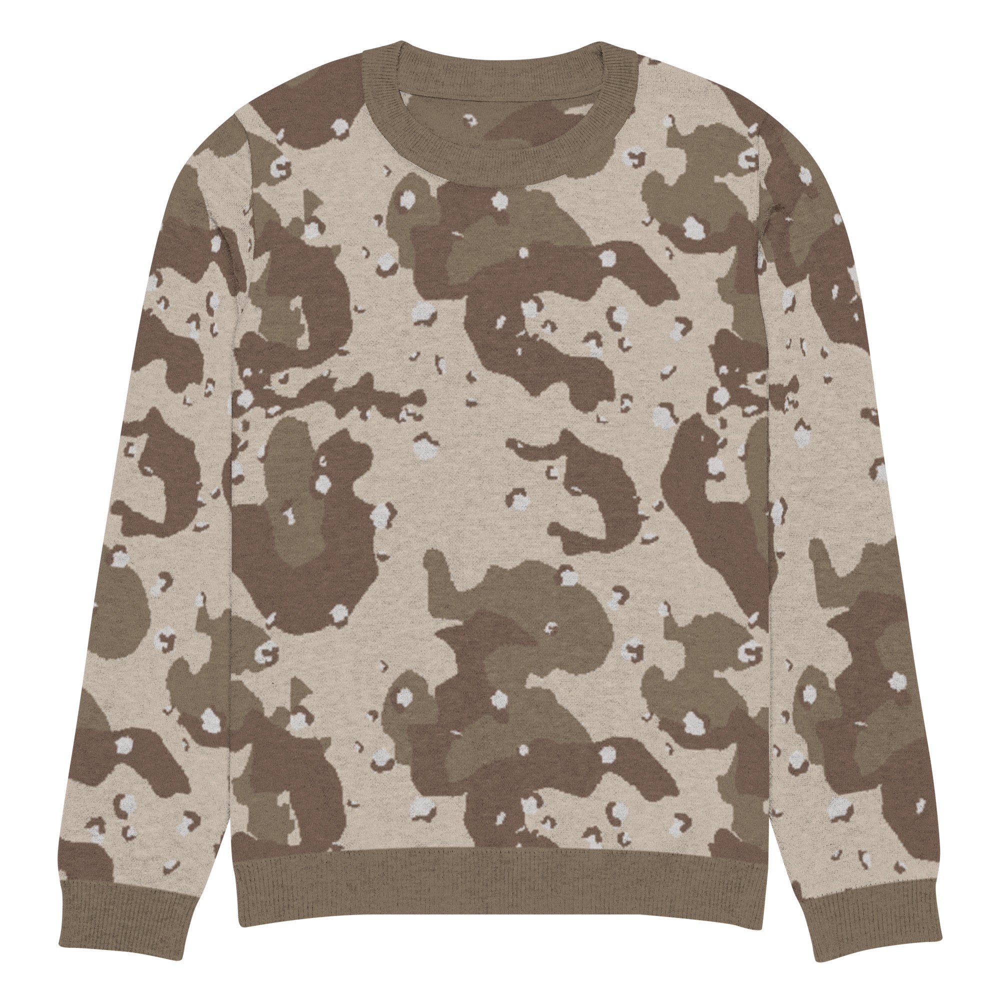 Desert Camouflage Pattern Knitted Crew Neck Sweater