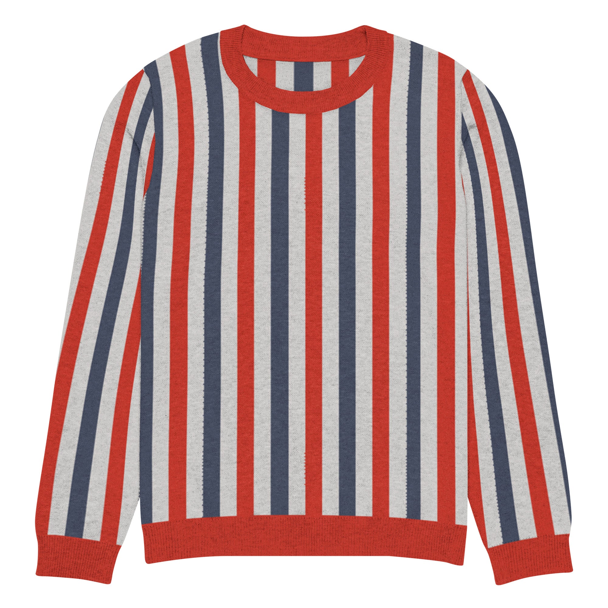 Red White and Blue Broad Stripe Pullover Knit Sweater