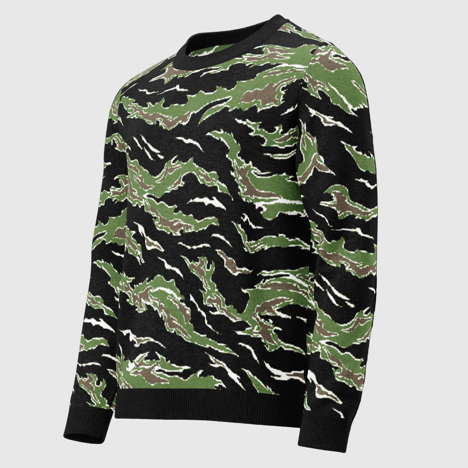 Tiger Stripe Jungle Camo Knitted Crew Neck Sweater