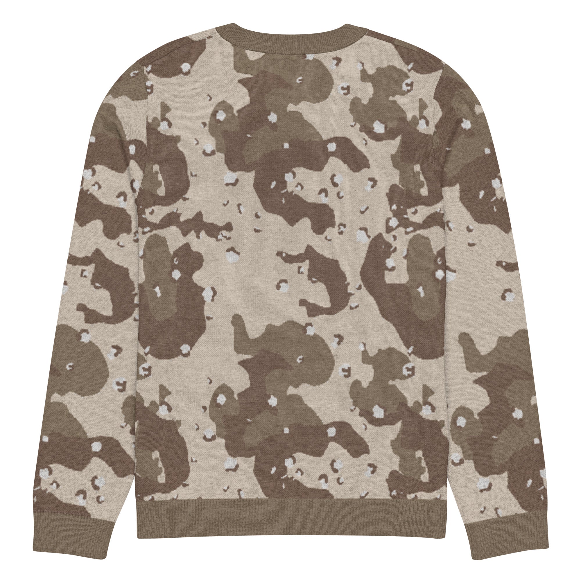 Desert Camouflage Pattern Knitted Crew Neck Sweater