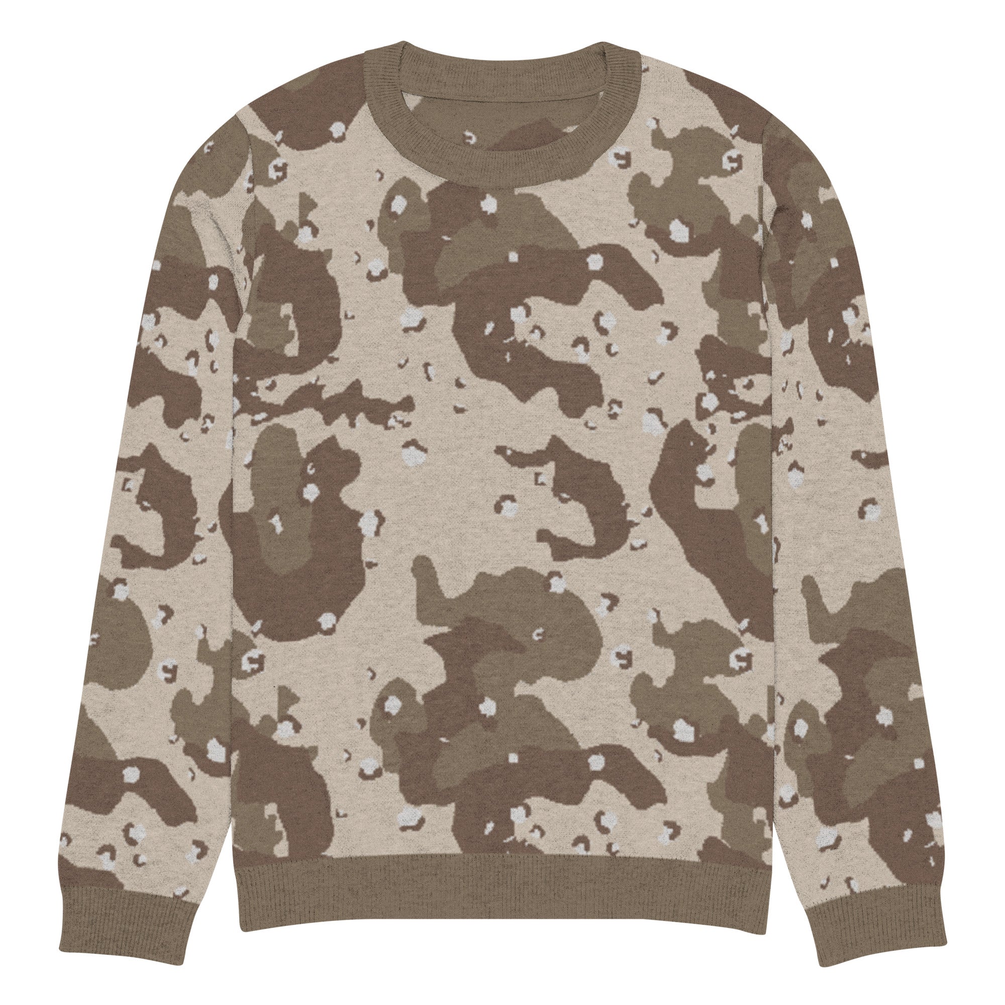 Desert Camouflage Pattern Knitted Crew Neck Sweater