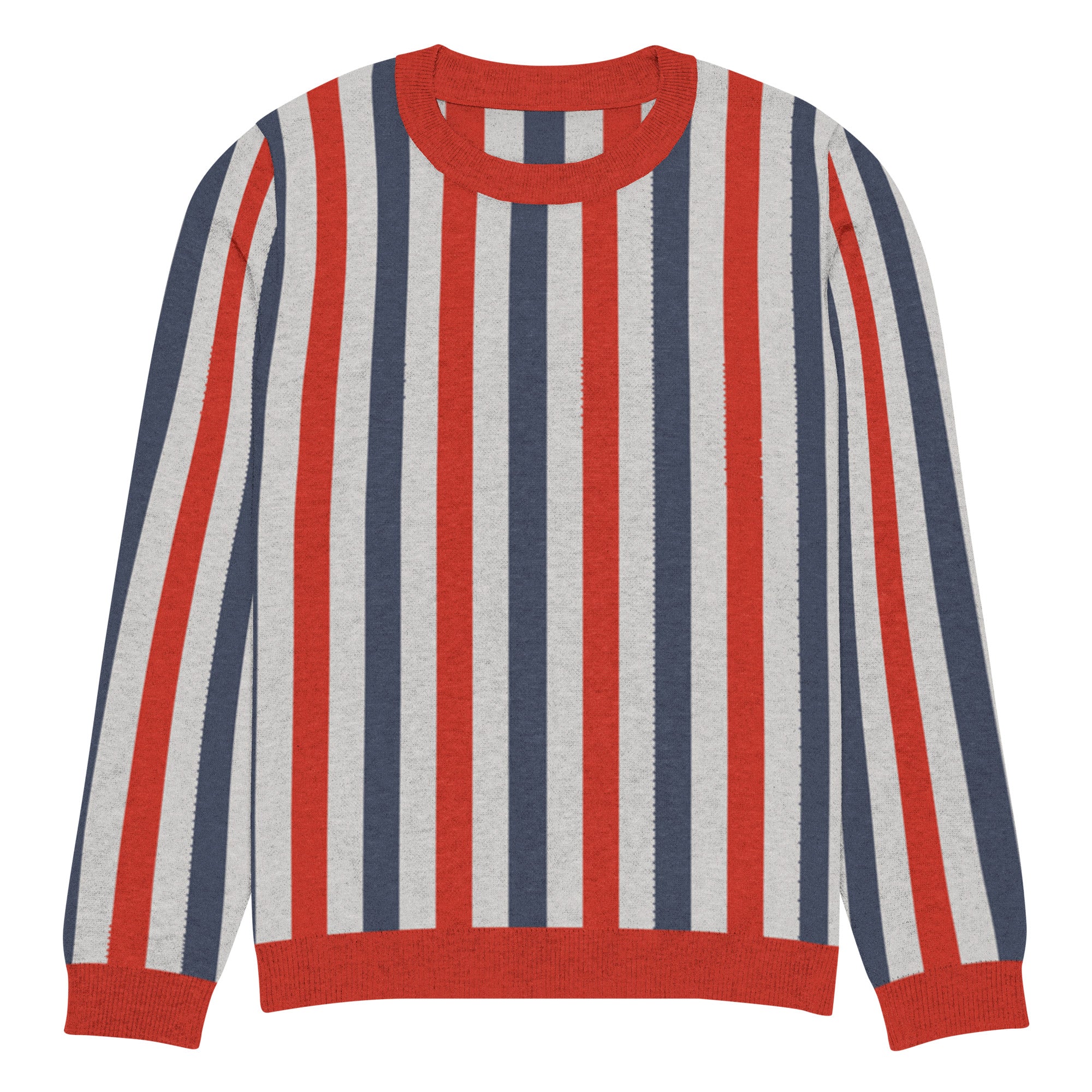 Red White and Blue Broad Stripe Pullover Knit Sweater