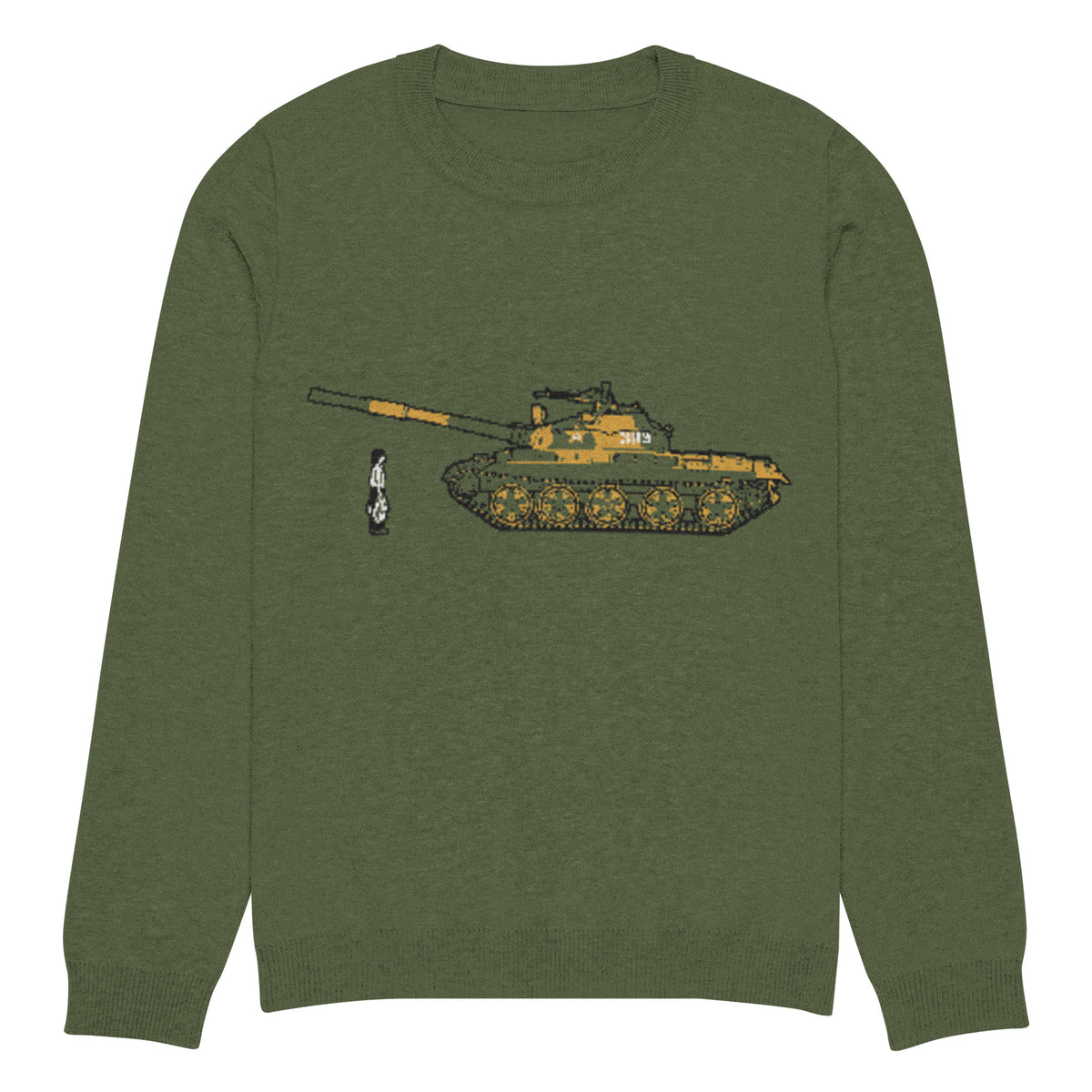 Tiananmen Square Tank Man Knitted Crew Neck Sweater