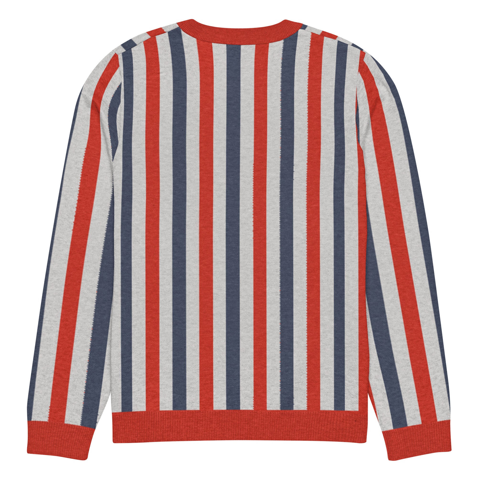 Red White and Blue Broad Stripe Pullover Knit Sweater