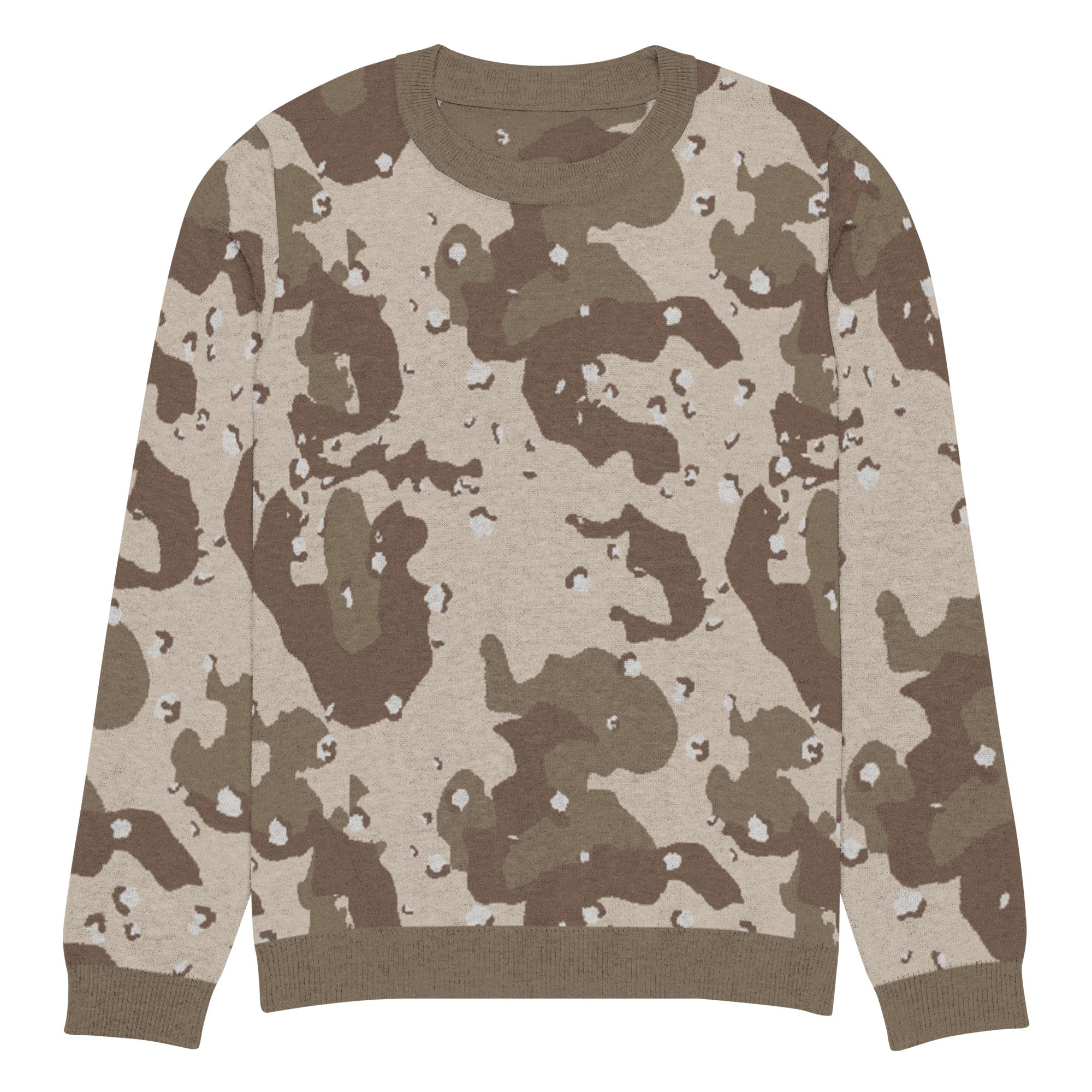 Desert Camouflage Pattern Knitted Crew Neck Sweater