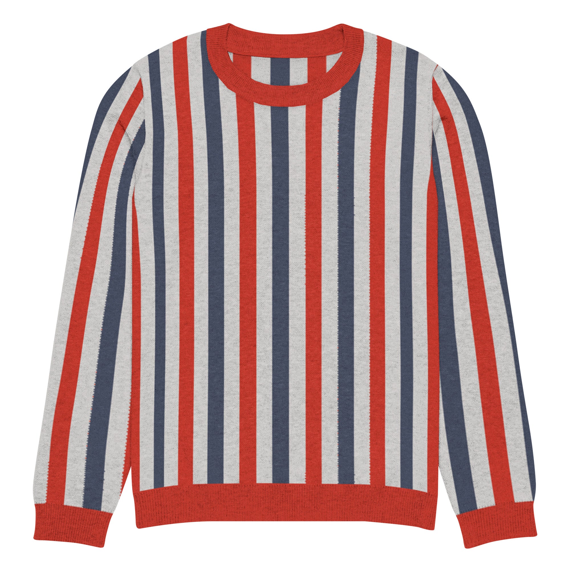 Red White and Blue Broad Stripe Pullover Knit Sweater