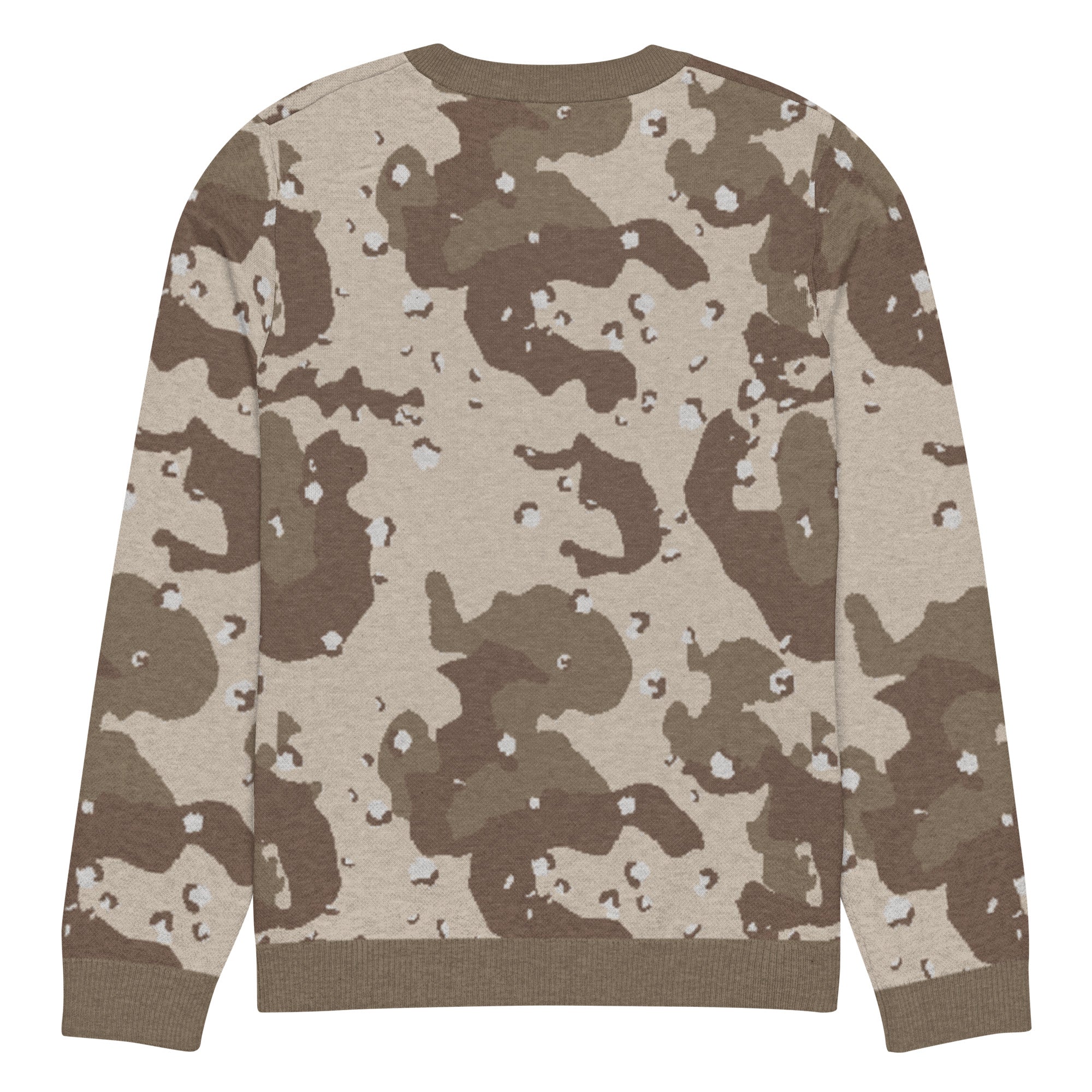 Desert Camouflage Pattern Knitted Crew Neck Sweater