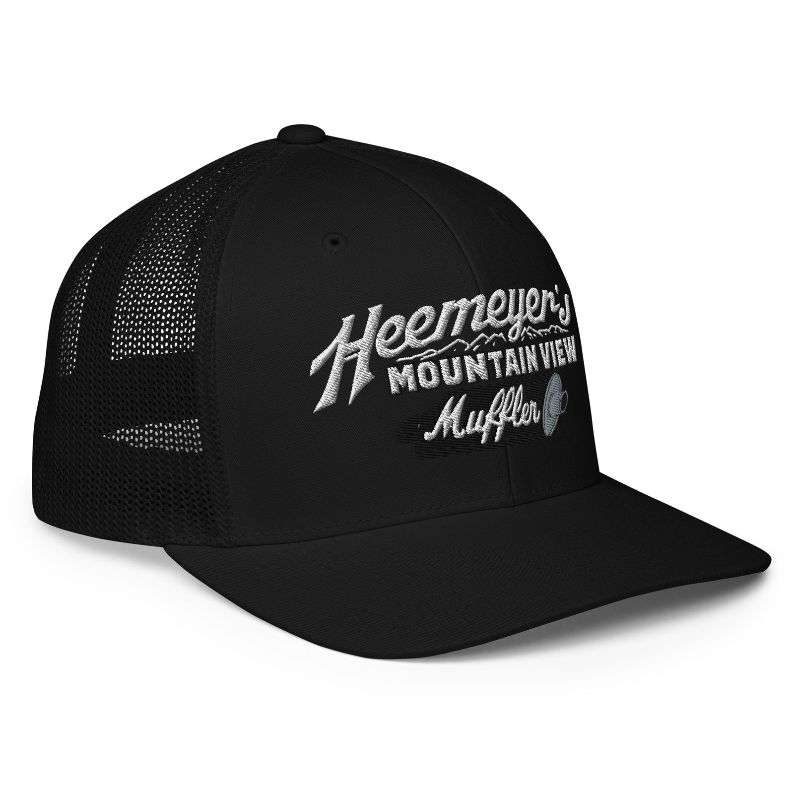 Heemeyer's Mountain View Muffler Flexfit Permacurve Trucker Cap