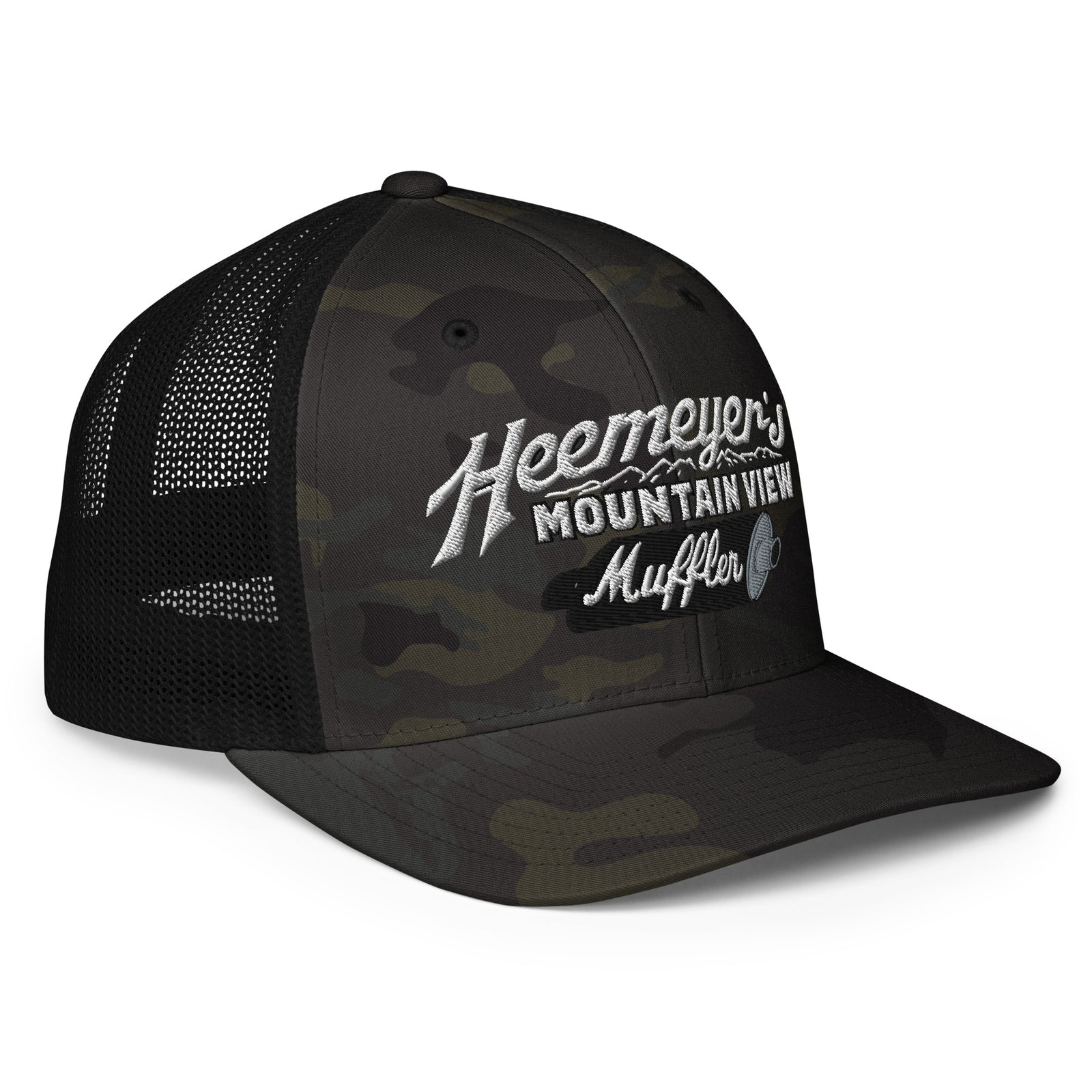 Heemeyer's Mountain View Muffler Flexfit Permacurve Trucker Cap