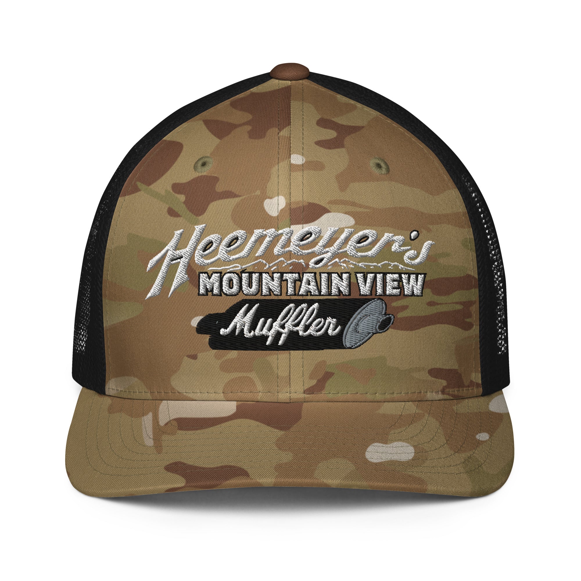 Heemeyer's Mountain View Muffler Flexfit Permacurve Trucker Cap