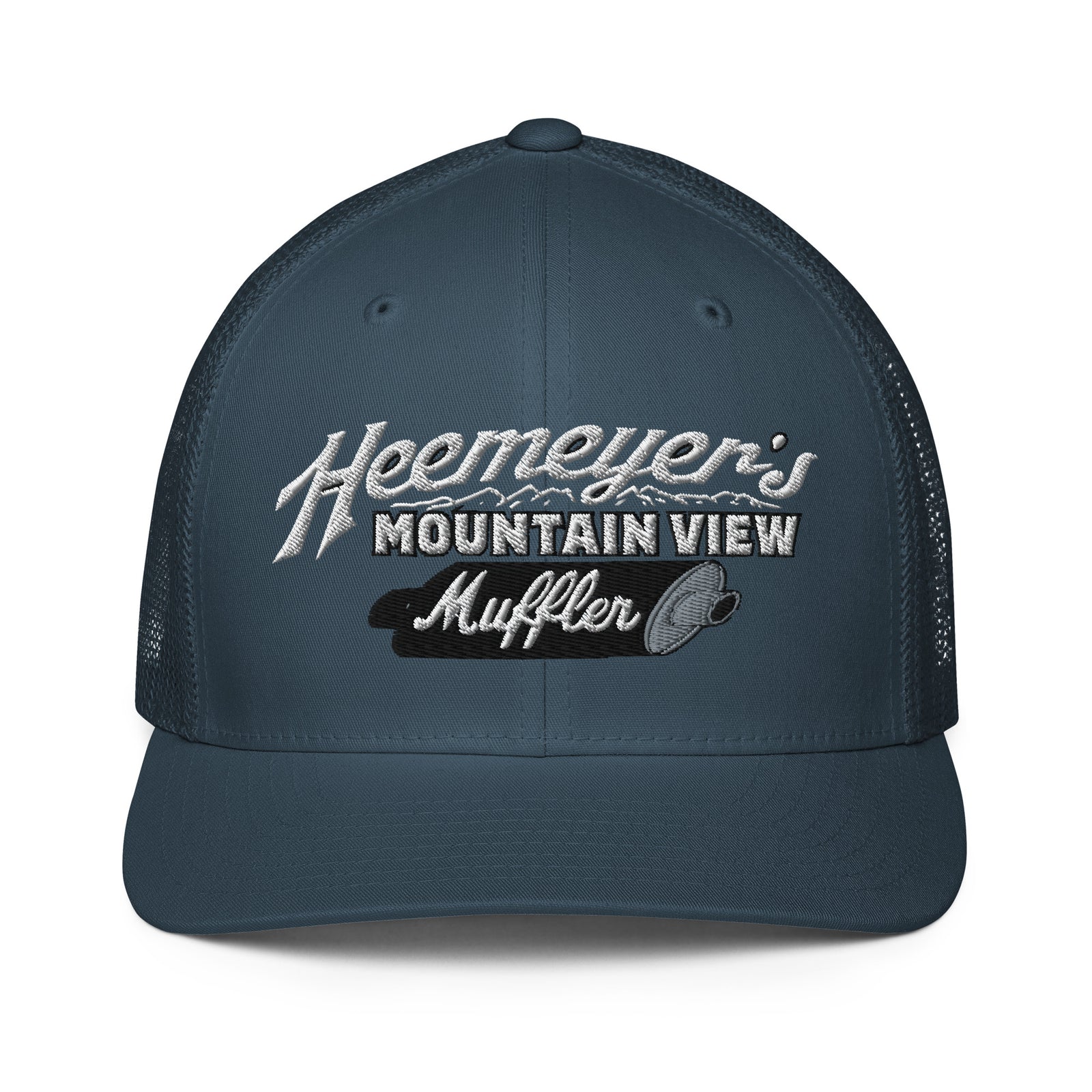 Heemeyer's Mountain View Muffler Flexfit Permacurve Trucker Cap