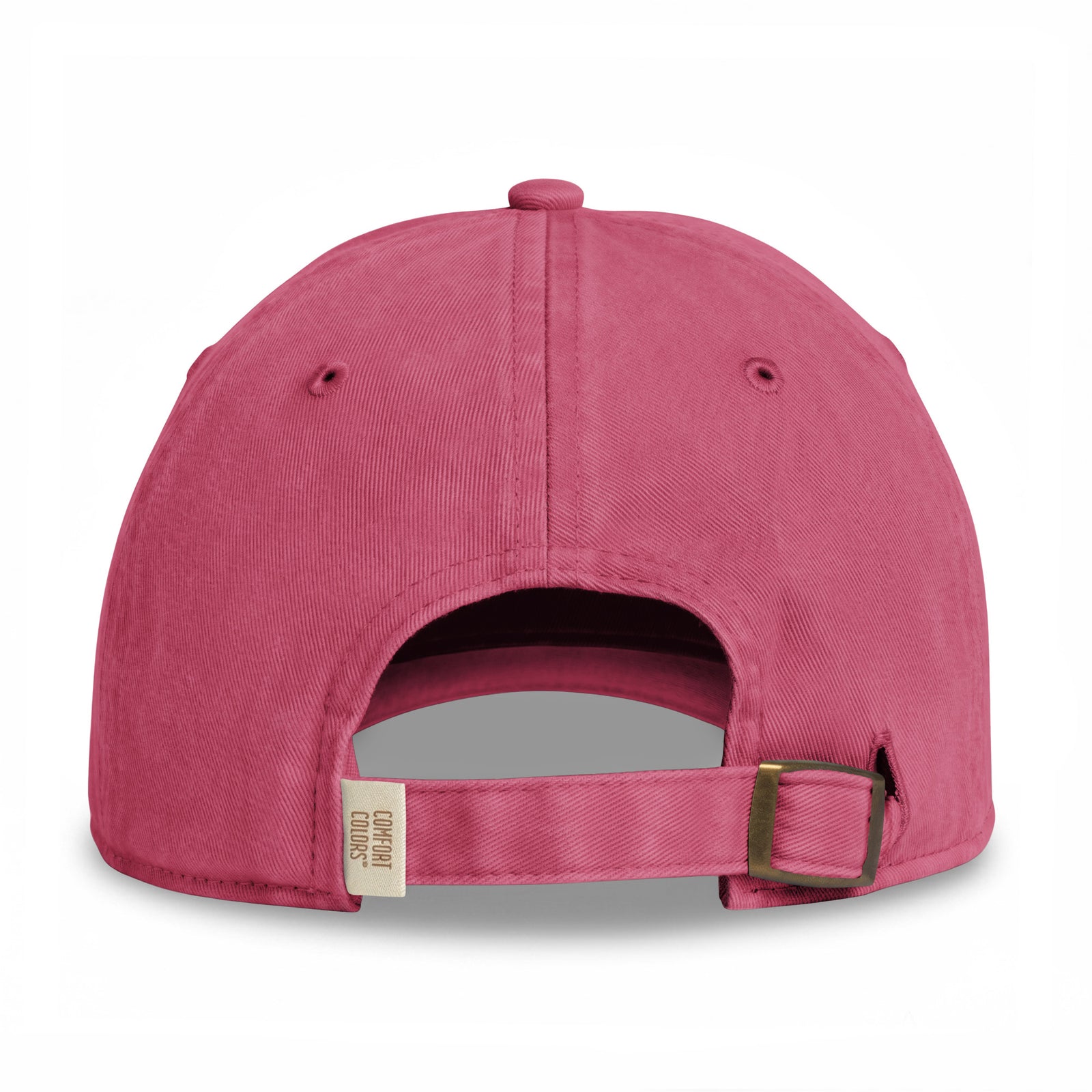 Crimson coastal washed cotton cap, back view with adjustable strap