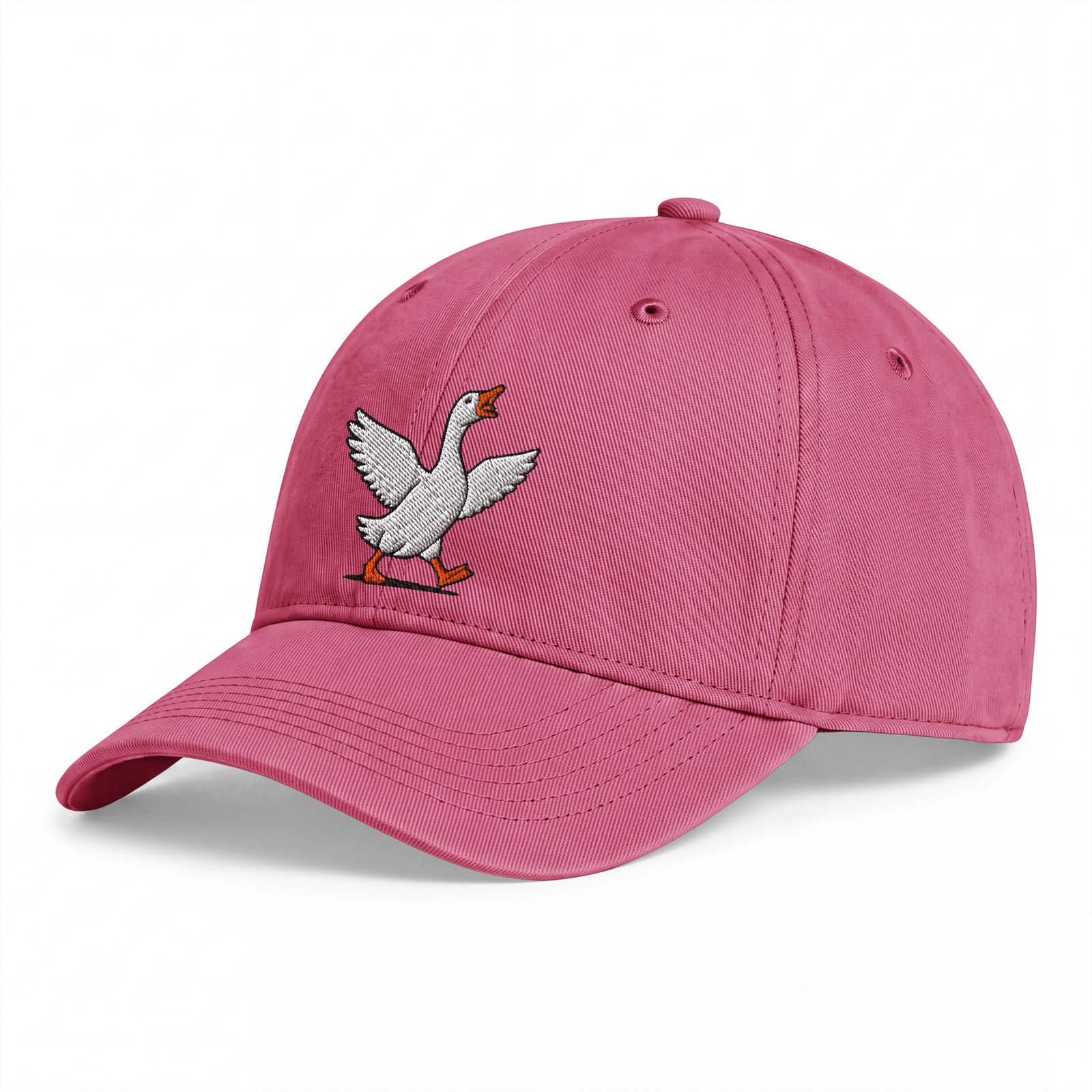 Crimson Silly Goose embroidered coastal washed cap, angled left-front view