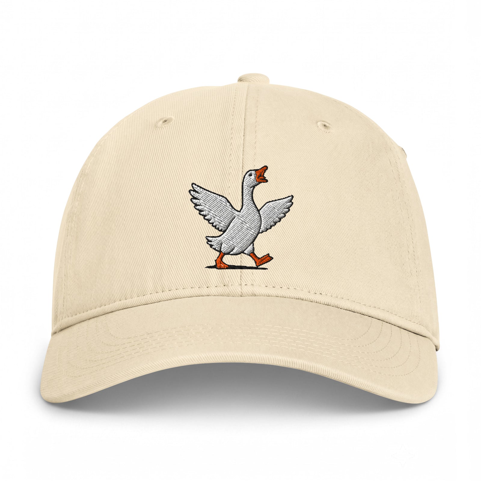 Ivory Silly Goose embroidered coastal washed cap, front view