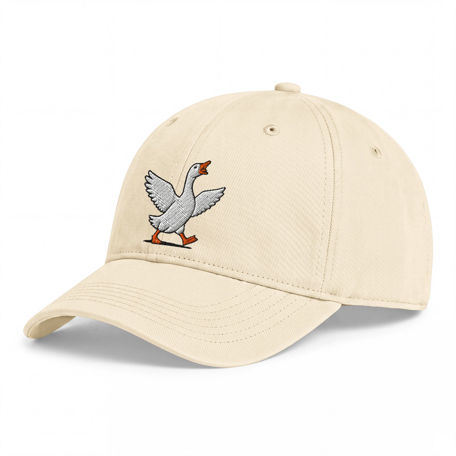 Ivory Silly Goose embroidered coastal washed cap, angled left-front view