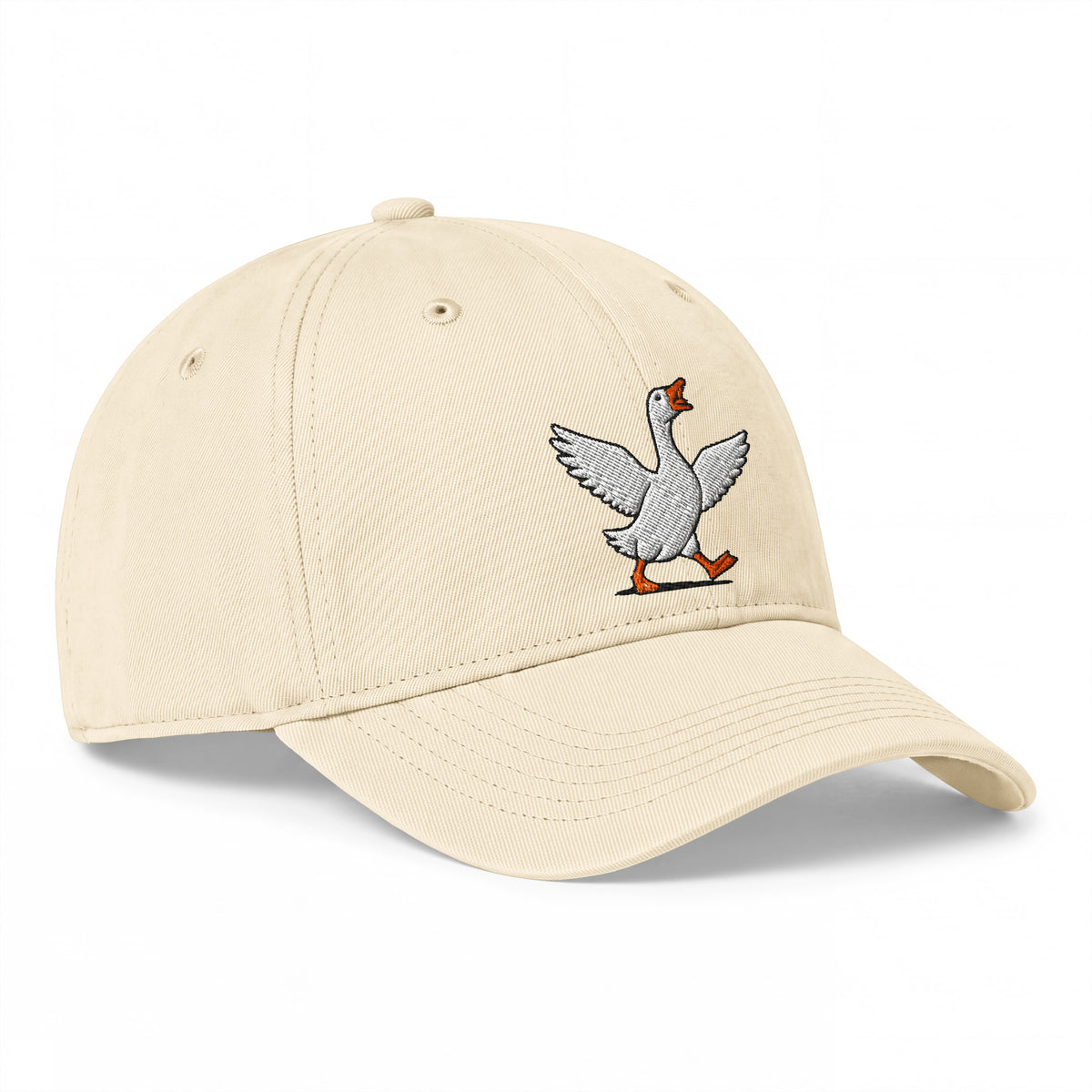 Ivory Silly Goose embroidered coastal washed cap, angled right-front view