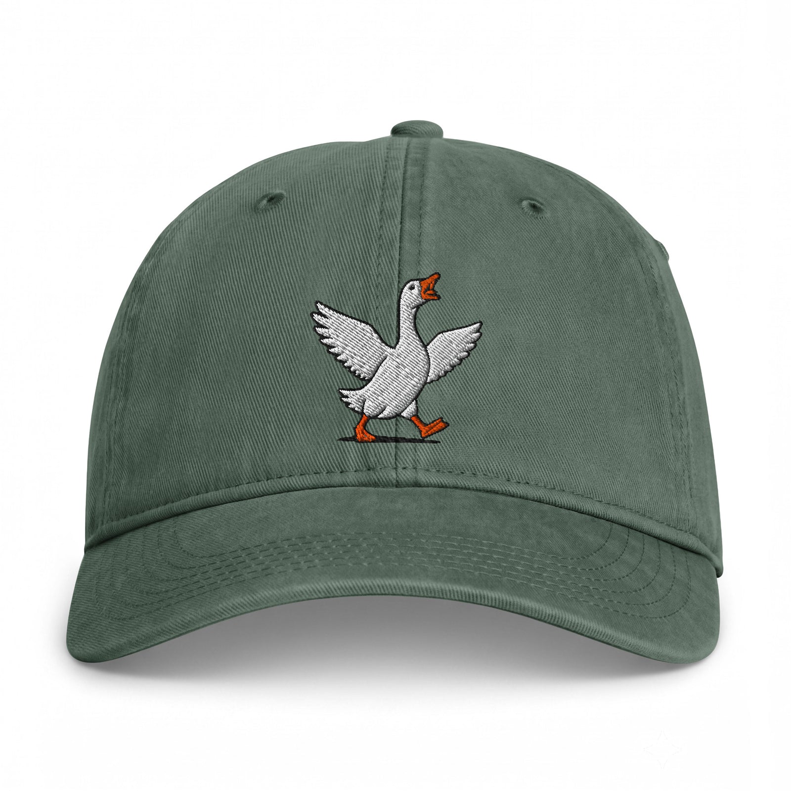 Moss Silly Goose embroidered coastal washed cap, front view
