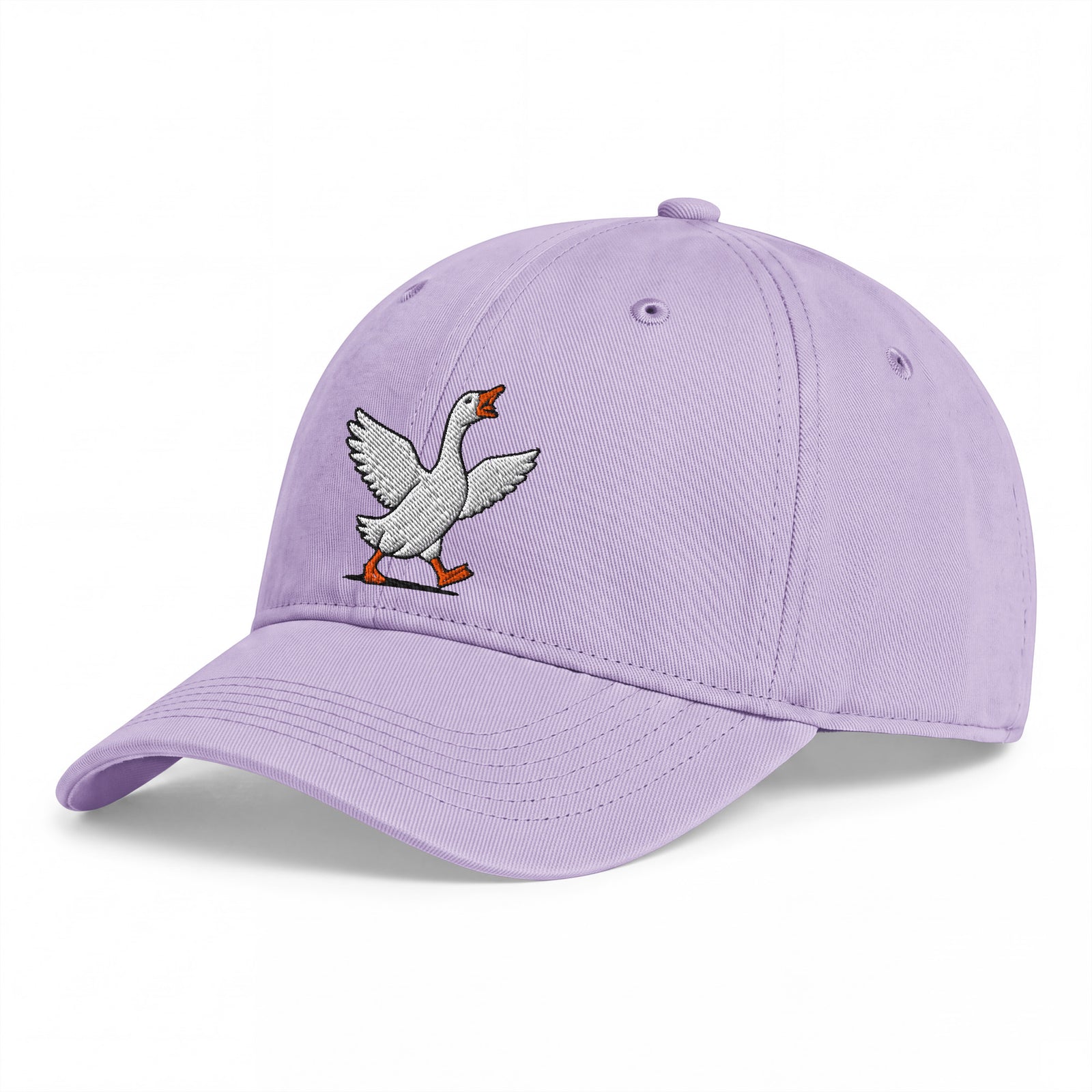 Orchid Silly Goose embroidered coastal washed cap, angled left-front view