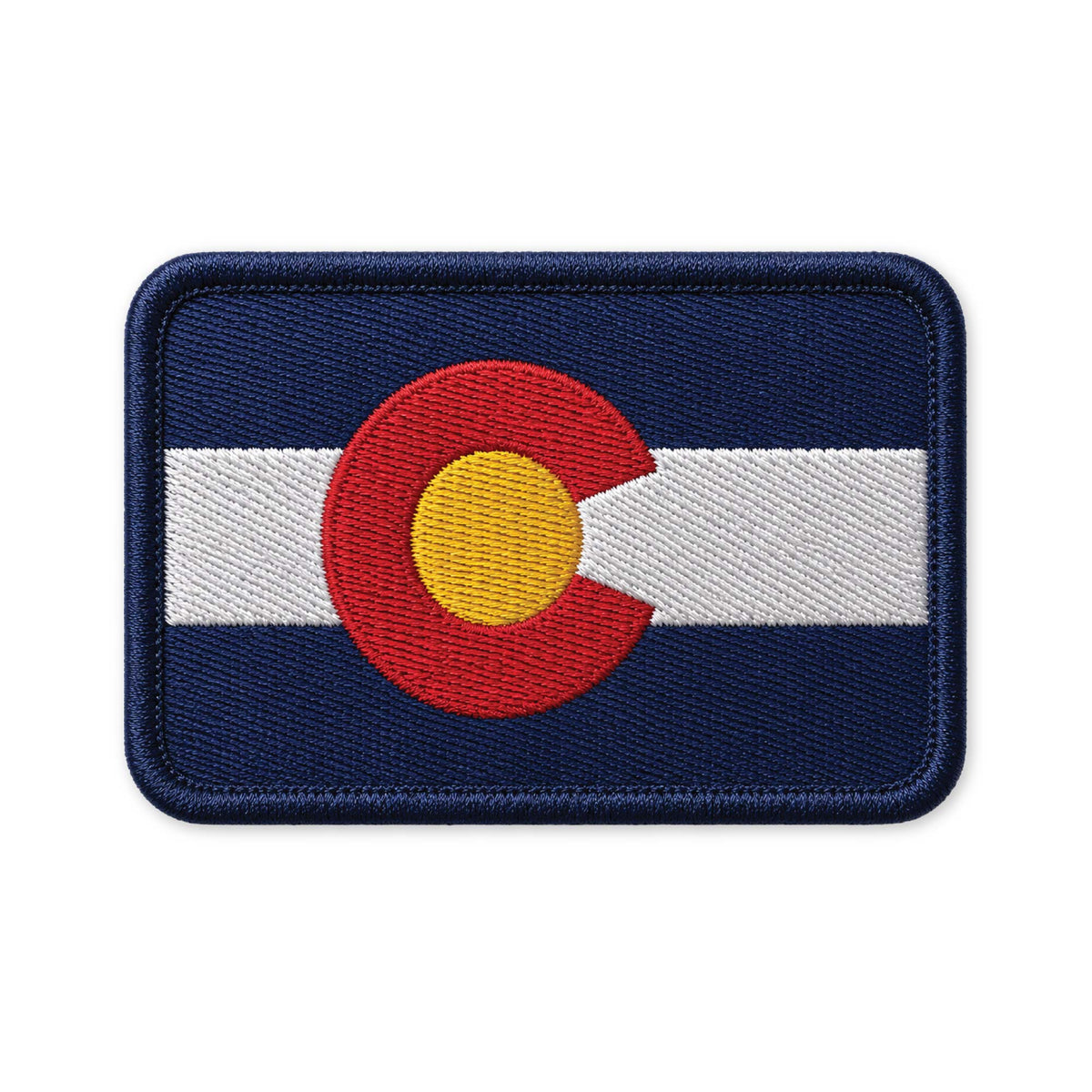 Rectangular patch with Colorado flag design on a white background