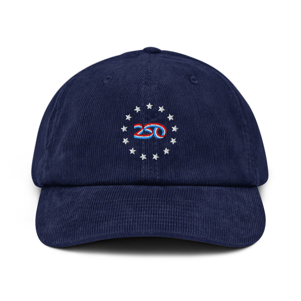 America 250 Betsy Ross Corduroy Hat front view with embroidered 13-star flag design