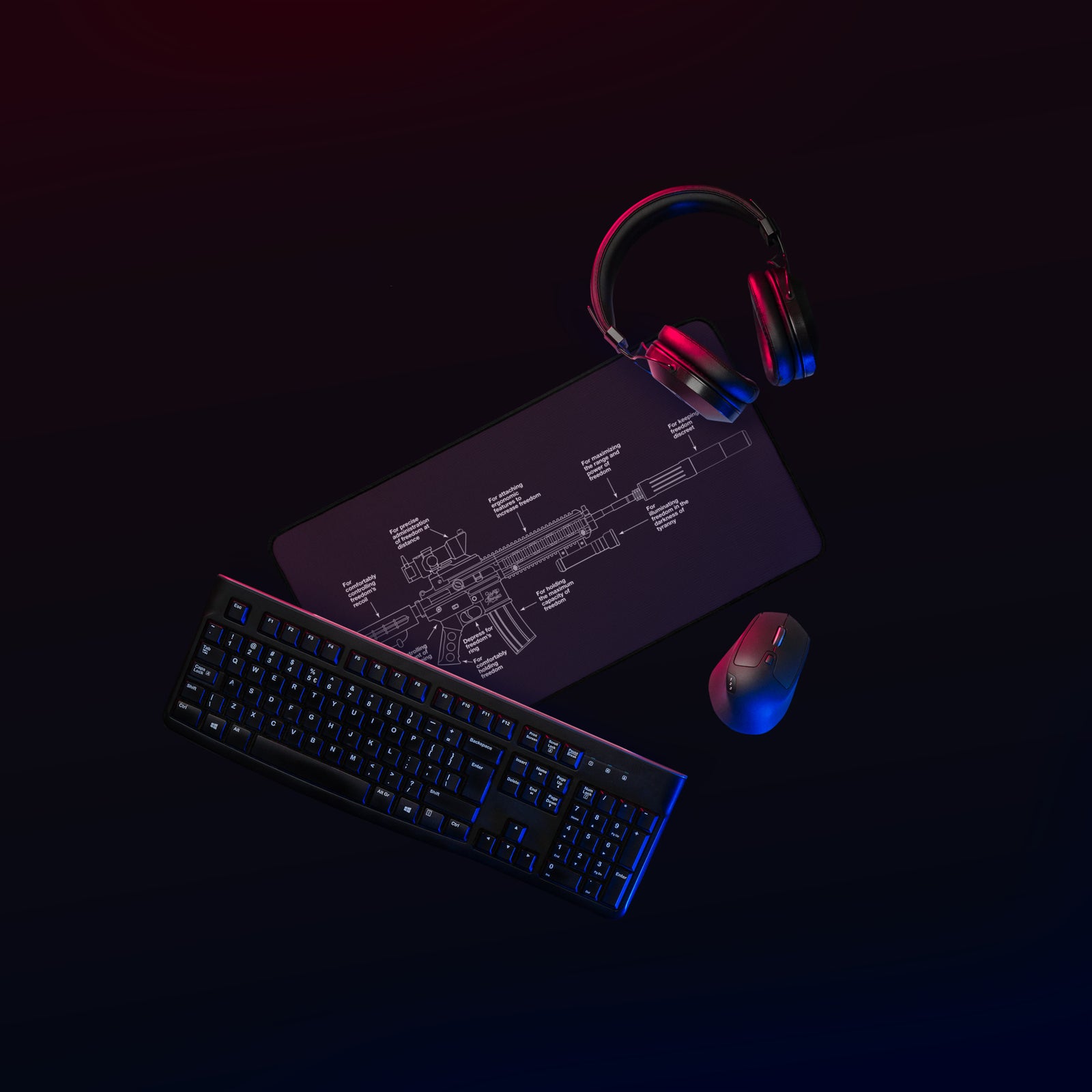 Components of Freedom Desk Mat