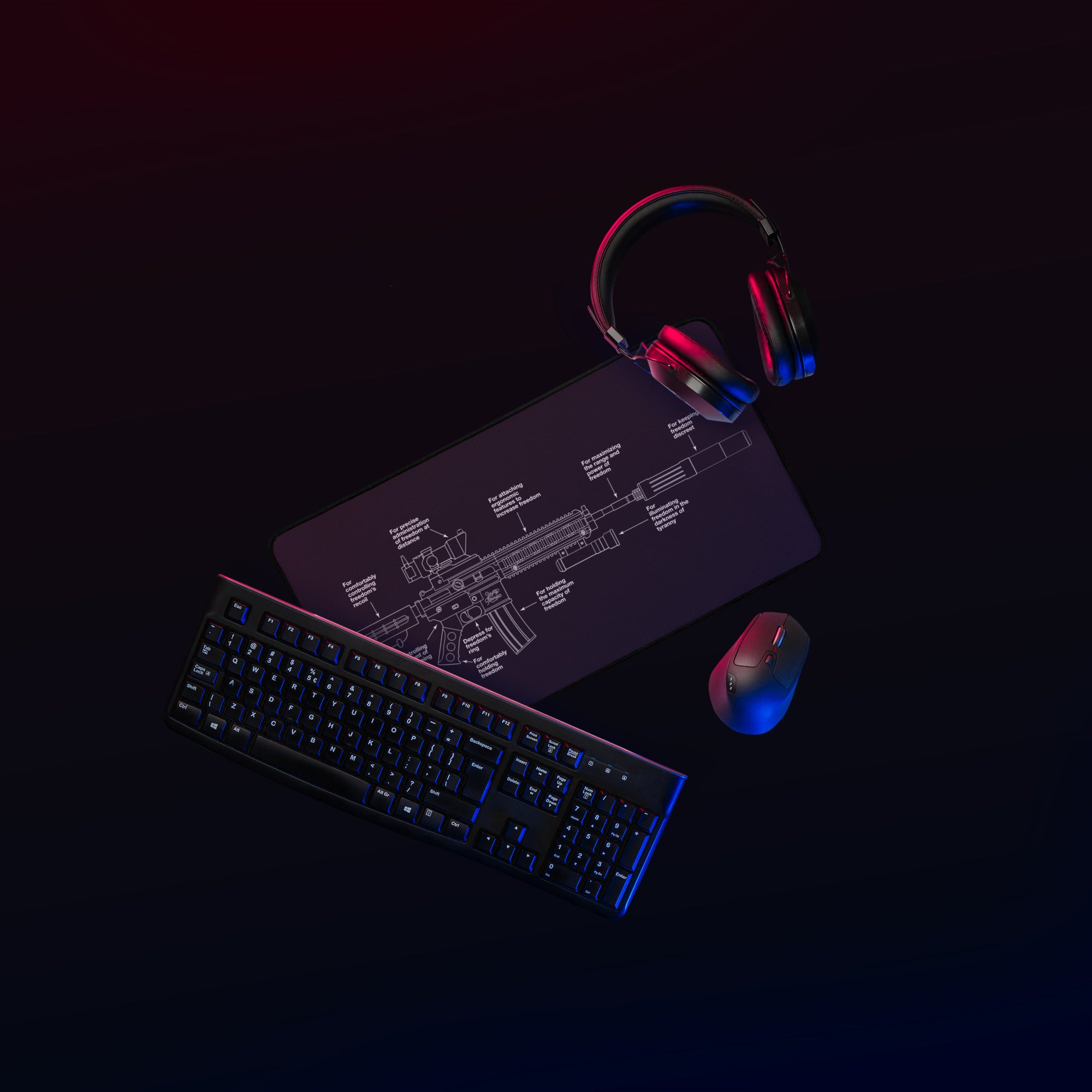 Components of Freedom Desk Mat