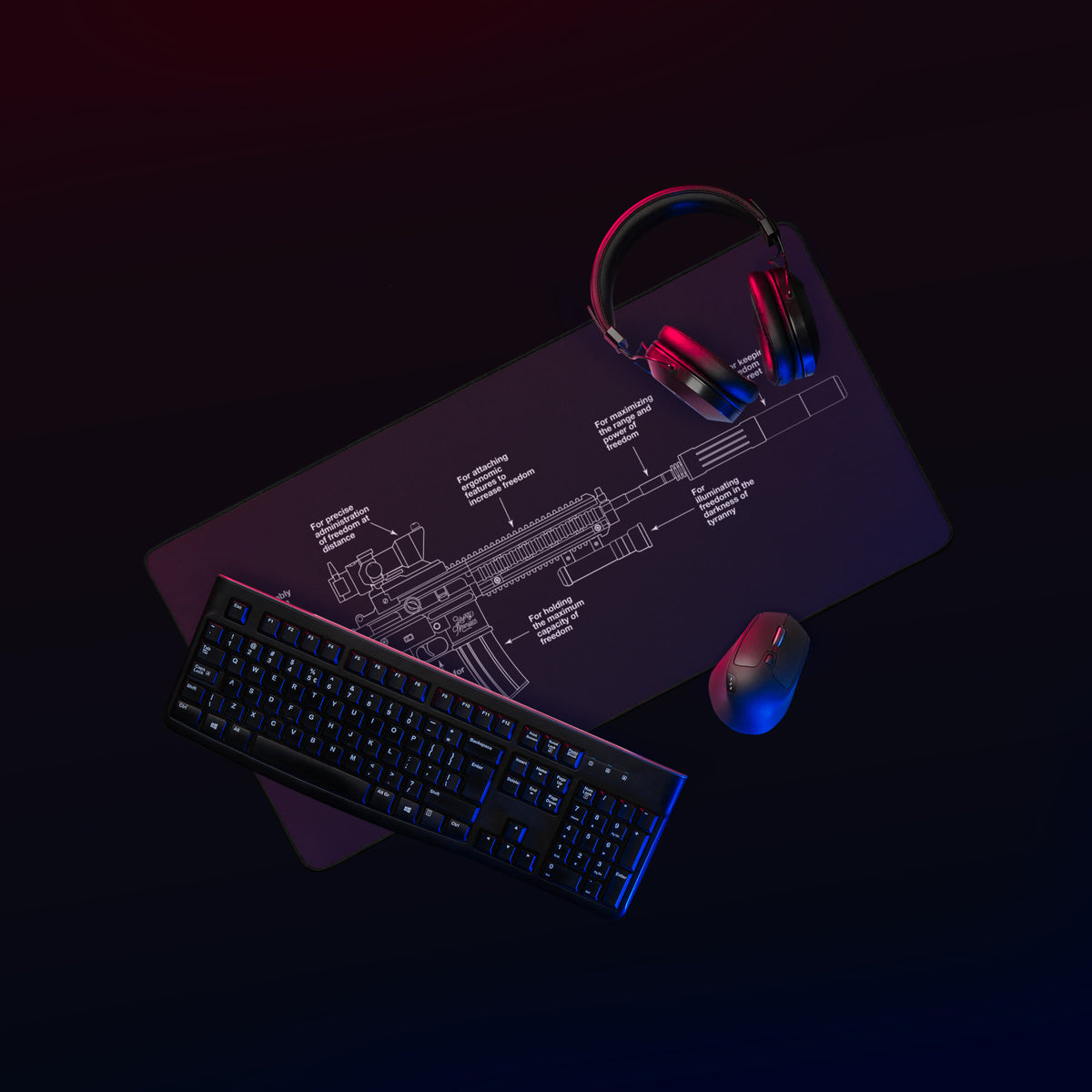 Components of Freedom Desk Mat