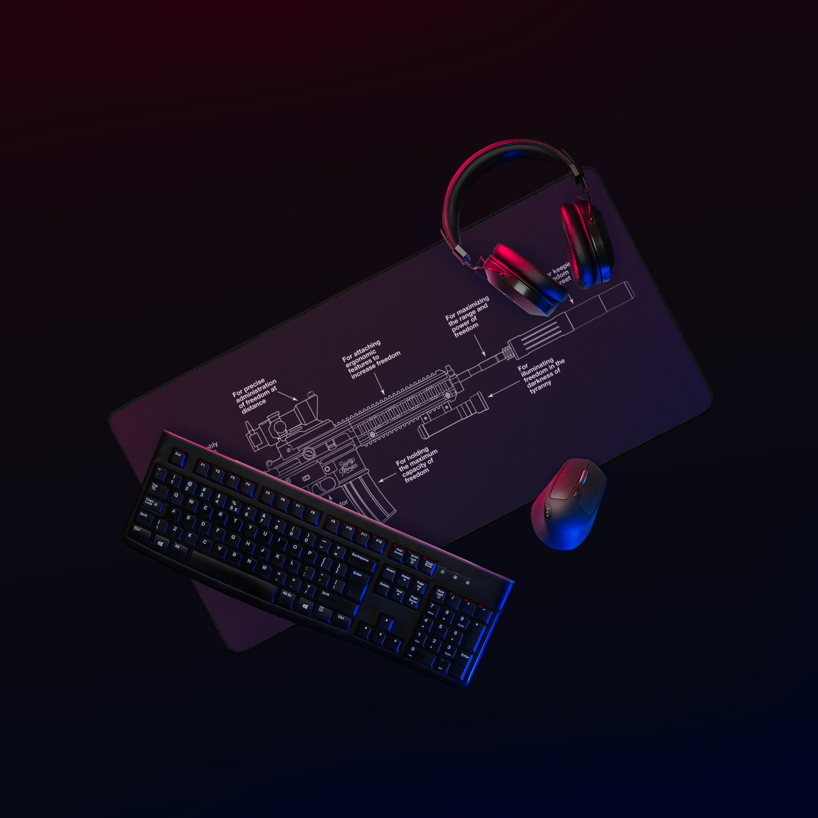 Components of Freedom Desk Mat