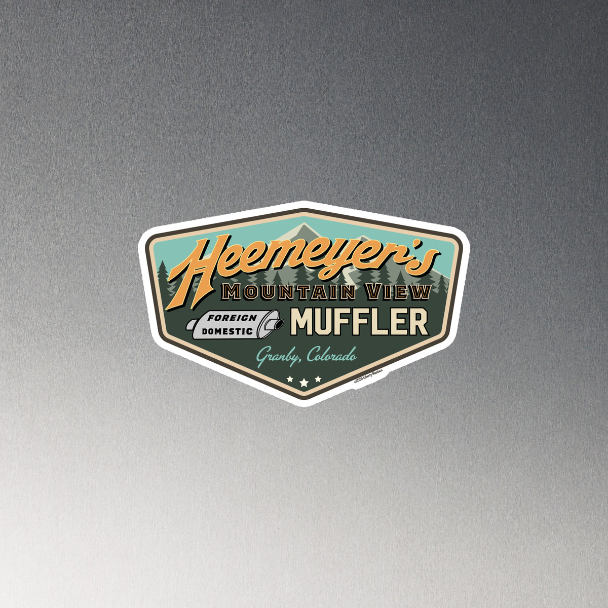 Heemeyer&#39;s Mountain View Muffler Magnet