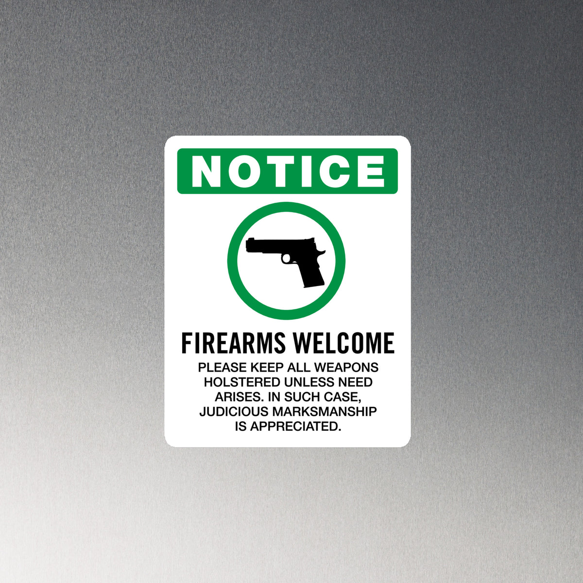 Firearms Welcome Die Cut Magnet